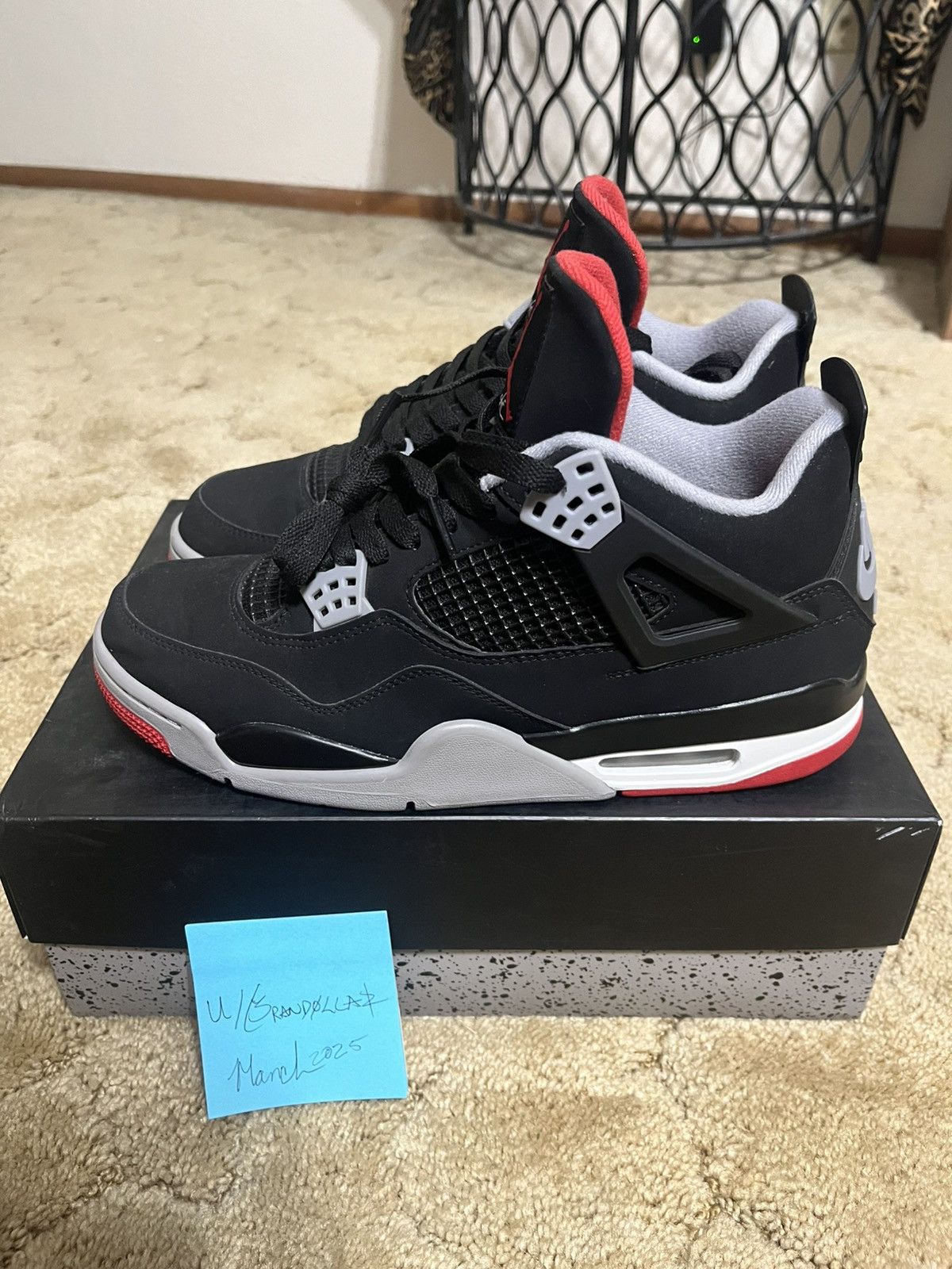 Jordan Brand 2019 AIR JORDAN 4 BLACK CEMENT BRED Size US 10 / EU 43 - 4 Thumbnail