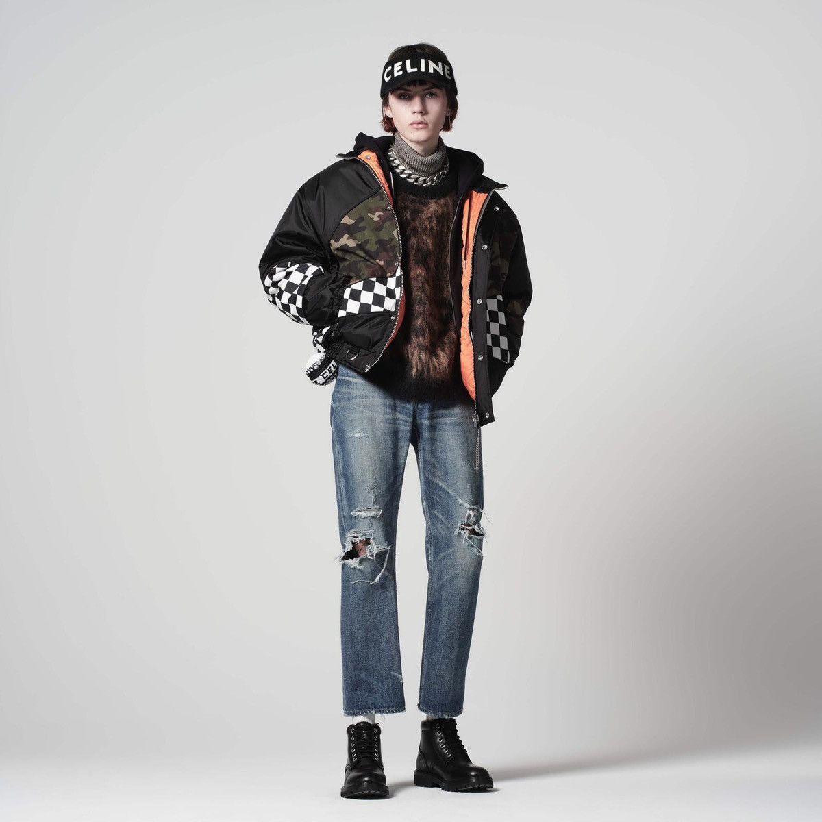 Celine × Hedi Slimane RARE - FW21 Damier Camo Technical Bomber Jacket 52 Size US L / EU 52-54 / 3 - 1 Thumbnail