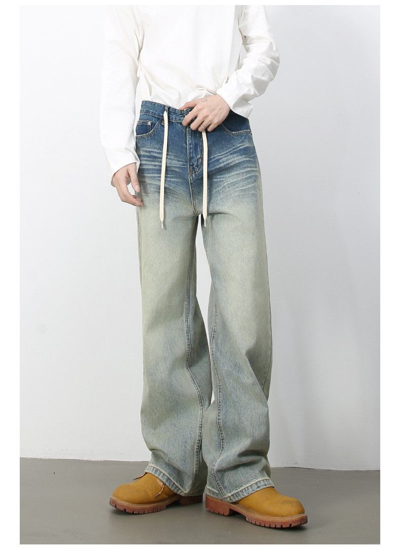 Japanese Brand × Jean Men's American retro mid-rise drawstring straight jeans Size US 32 / EU 48 - 2 Thumbnail