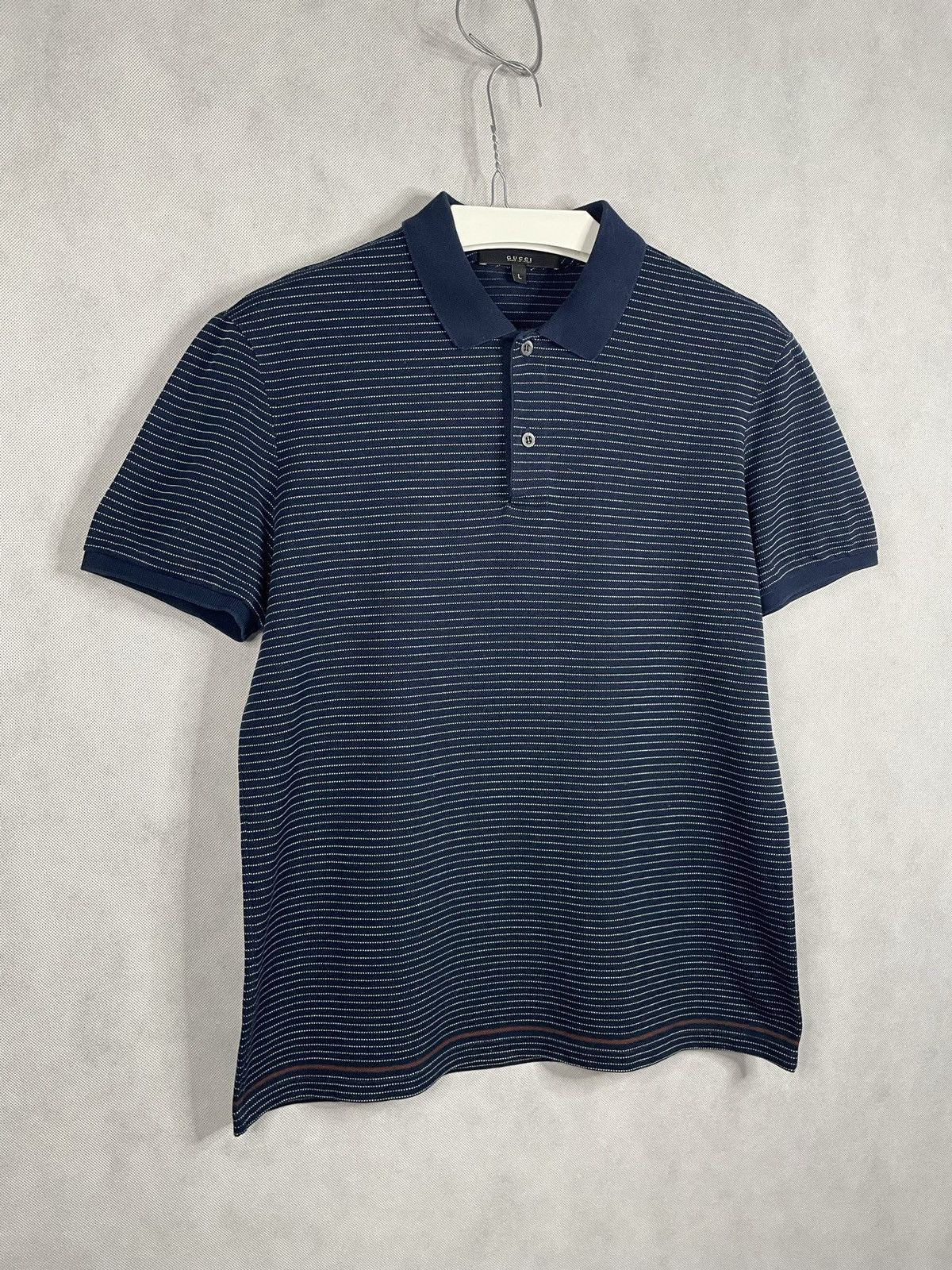 Designer × Gucci × Vintage Gucci Vintage Navy Polo Striped T-shirt Tee Designer Luxury Size US M / EU 48-50 / 2 - 3 Thumbnail