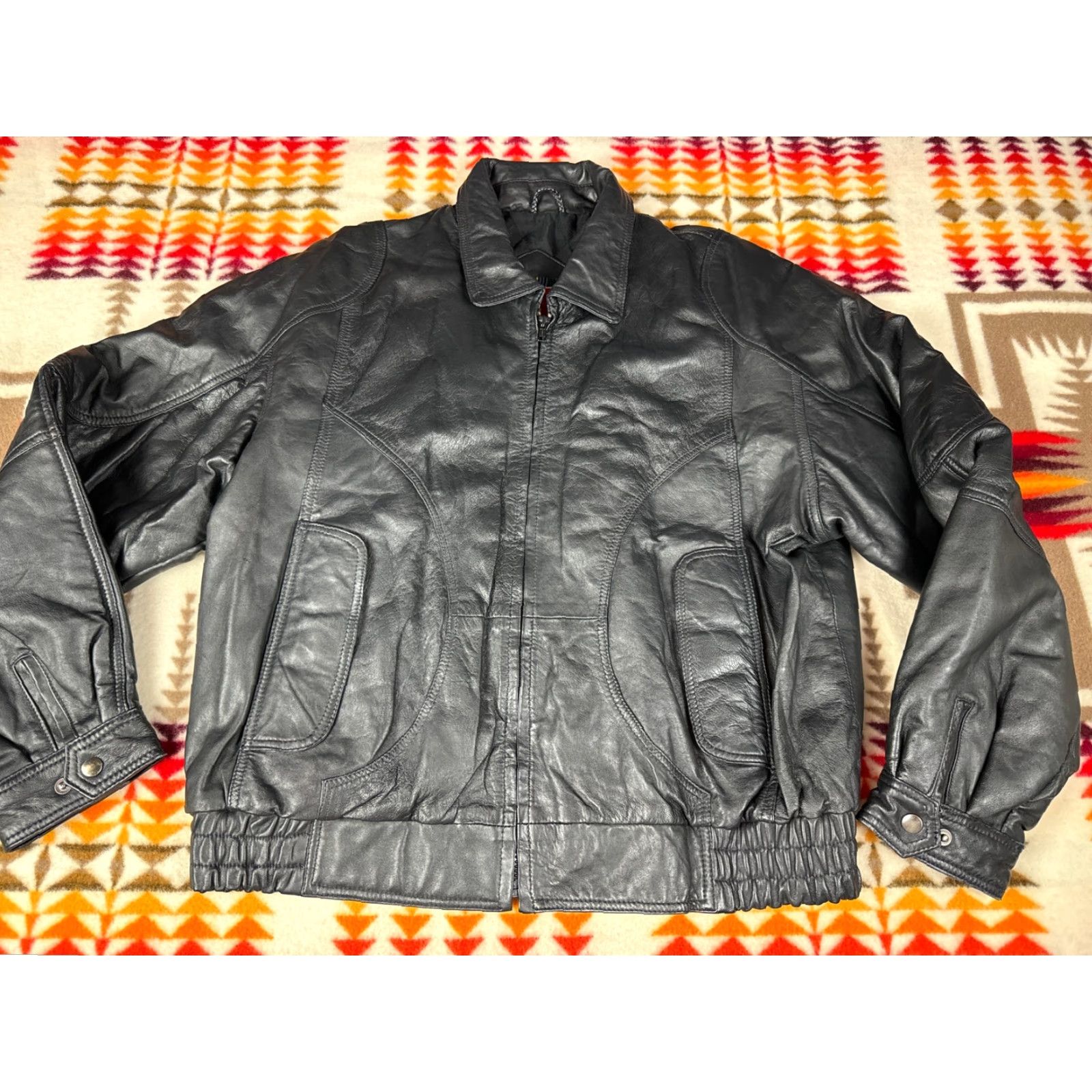 Vintage VINTAGE William Barry Leather Jacket Black Mens L Bomber 90s Coat Jacket Size US L / EU 52-54 / 3 - 2 Thumbnail