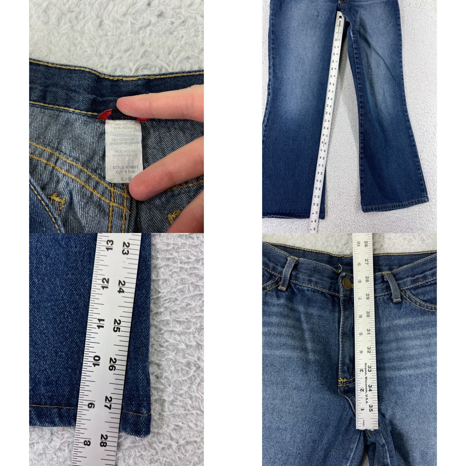 Denime VINTAGE My Tina Jeans Womens Regular 26 Blue Denim 100% Cotton Flared 28 Inseam 26x28 Low Rise 6.5-8.5 Zip 5-Pocket Logo Classic Designer Shirt Size 36" / US 14 / IT 50 - 8 Thumbnail