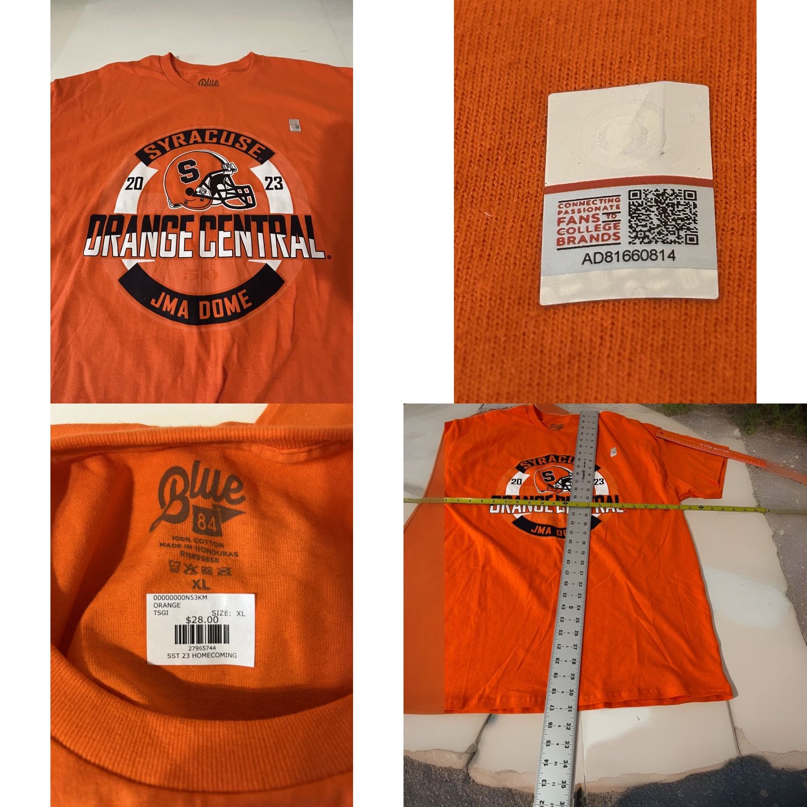 Vintage Syracuse Football Orange Central JMA Dome Shirt Men XL 2023 Orange Short Sleeve Blue 84 T-Shirt Logo Crew Neck Size US XL / EU 56 / 4 - 9 Thumbnail
