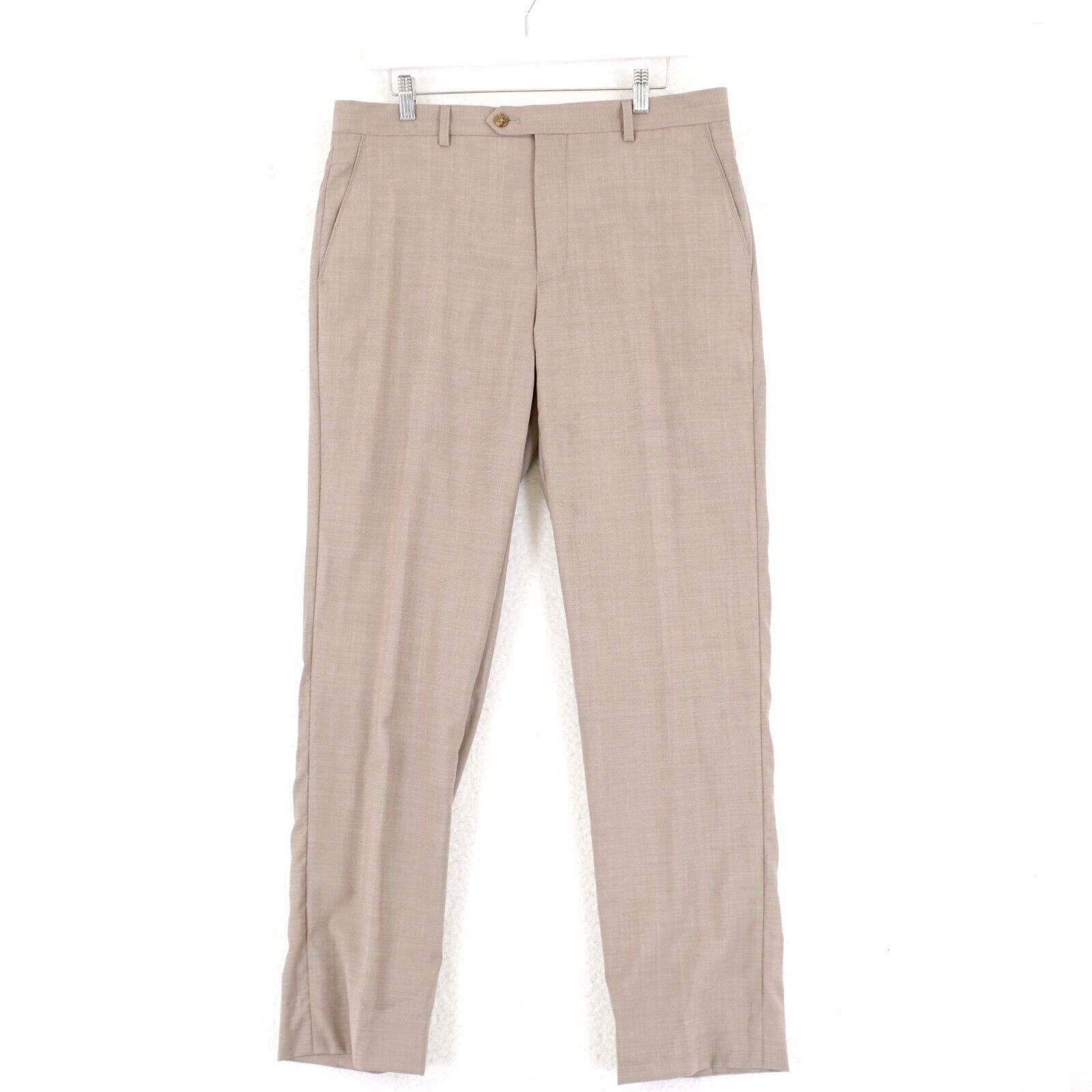 Jos. A. Bank Jos A Bank Tailored Fit Signature Wool Tan 34/32 Dress Pants Size 34R - 1 Thumbnail