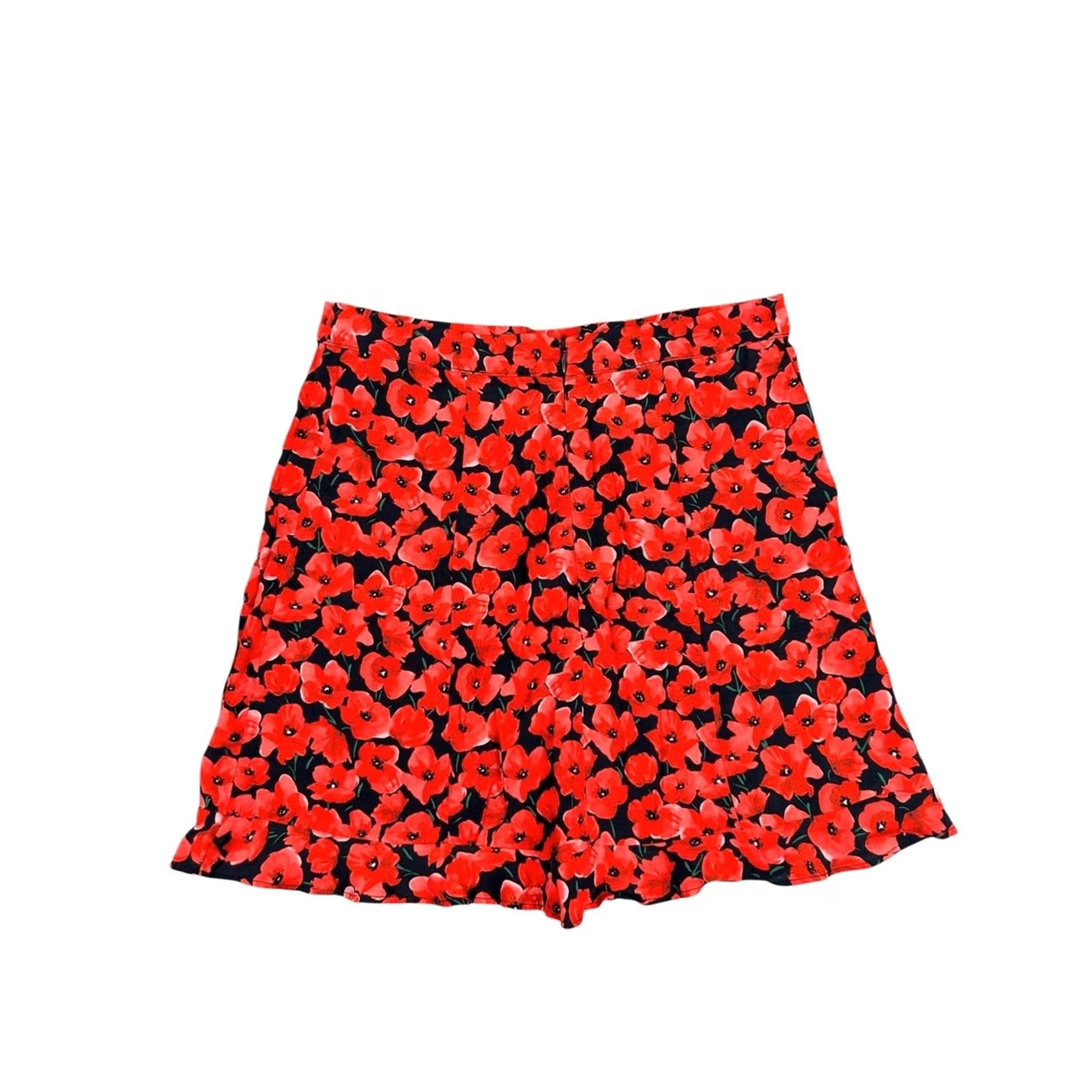 Zara ZARA Floral Print Mini Skirt Red Black Women's Small Skirt Short Size 28" / US 6 / IT 42 - 2 Thumbnail