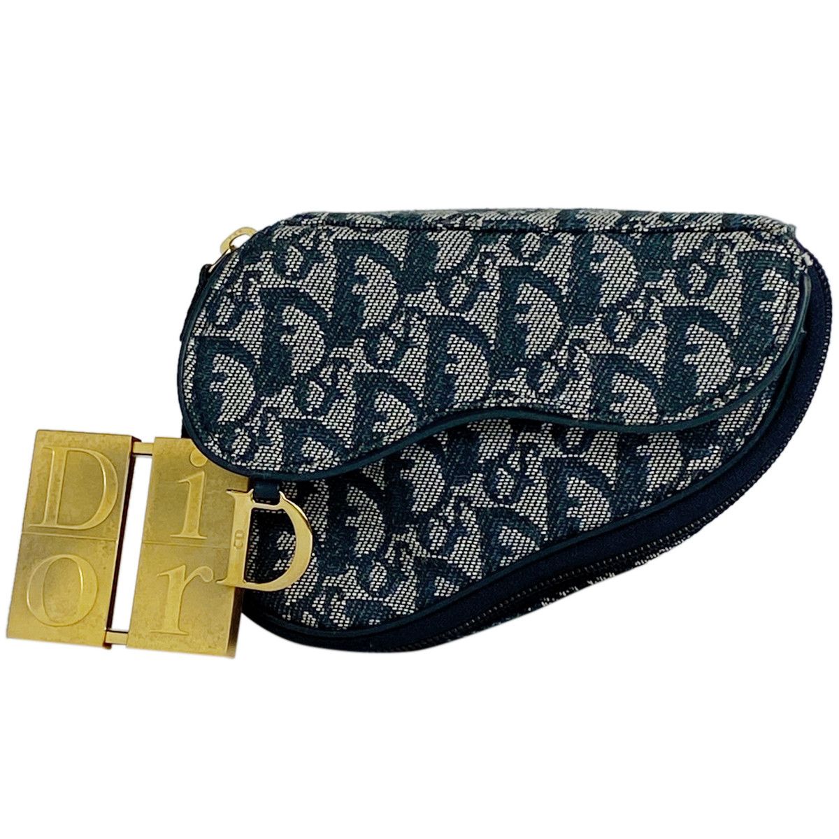 image of Christian Dior Saddle Case Makeup Cosmetics Accessory Pouch Navy in Black, Women's