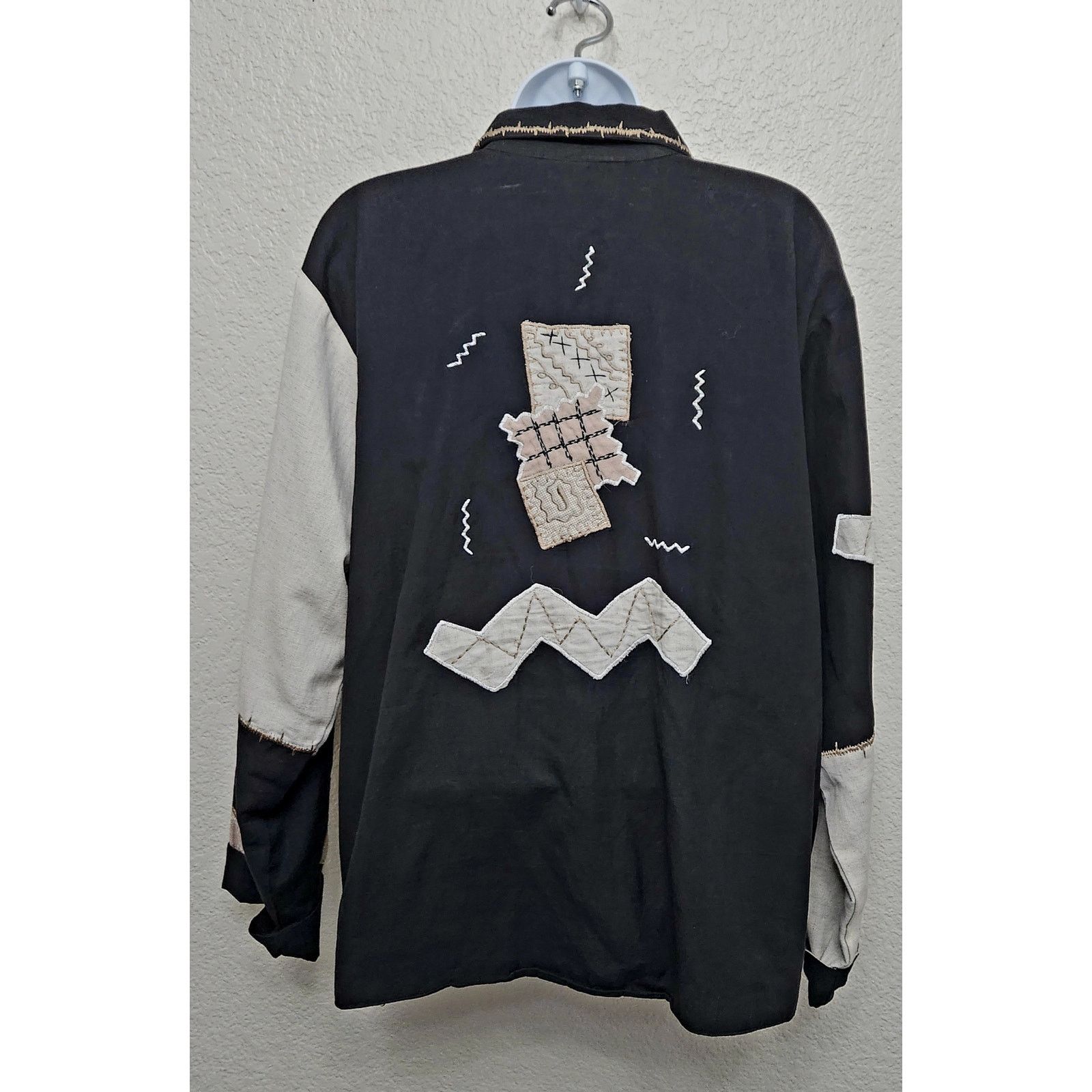 Other VTG Sara Studio Black Beige Color Block Embroidered Top L Size L / US 10 / IT 46 - 4 Thumbnail
