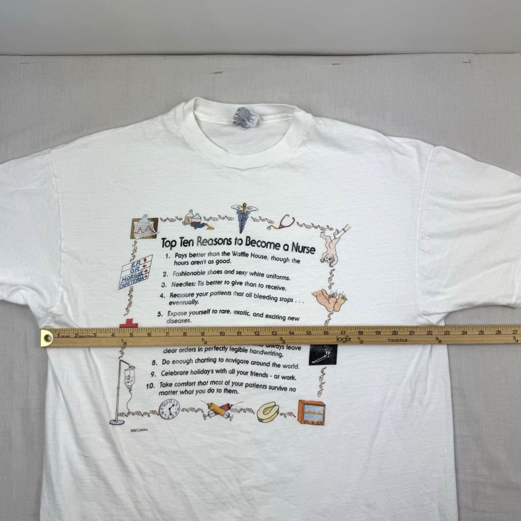 Hanes Vintage Hanes Funny Nurse T Shirt Adult XL White 90s Doctor Hospital Top Ten Reasons Mens Mens Size US XL / EU 56 / 4 - 6 Thumbnail
