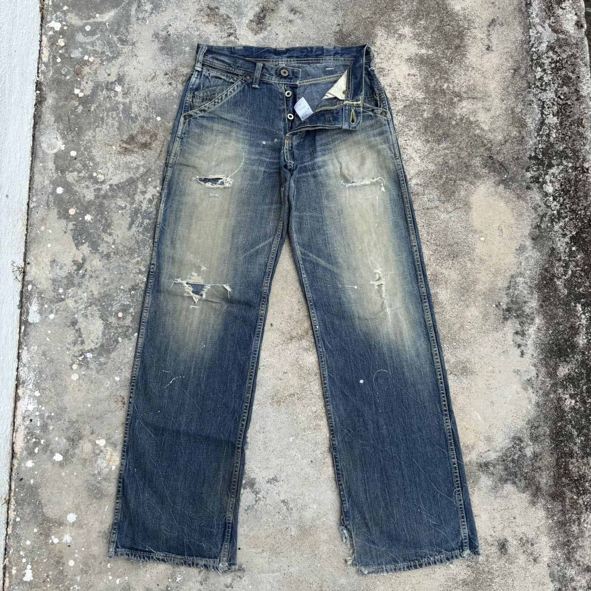 Japanese Brand VINTAGE UNION MADE FADED RIPPED JEANS DENIM CARGO PANTS Size US 30 / EU 46 - 1 Thumbnail