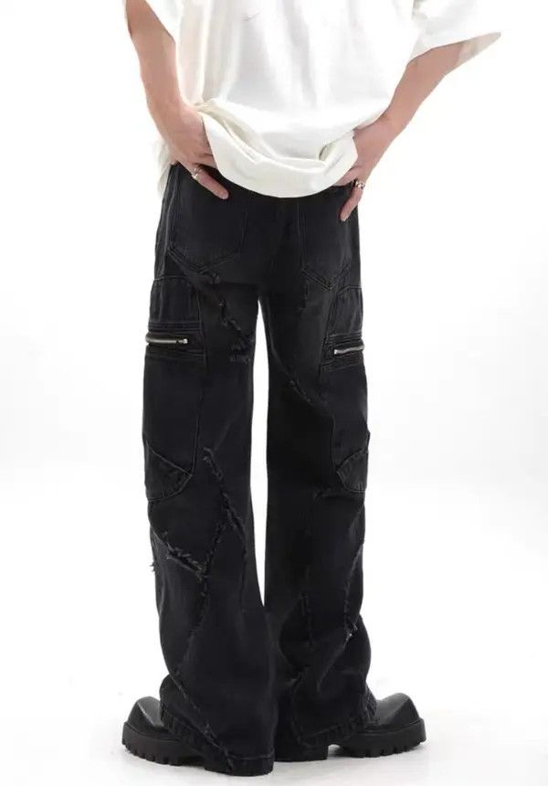 VIBE Aged washed baggy micro flare jeans Size US 31 - 2 Thumbnail