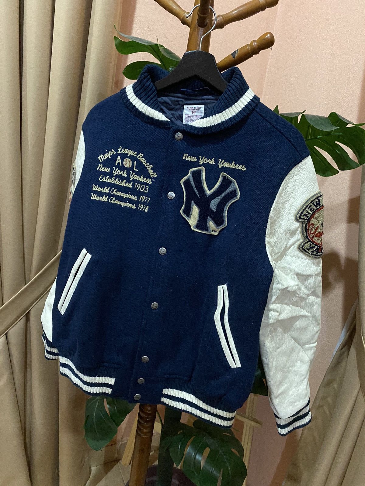 MLB Vintage New York Yankees Varsity Jacket Letterman Jacket Size US M / EU 48-50 / 2 - 2 Thumbnail