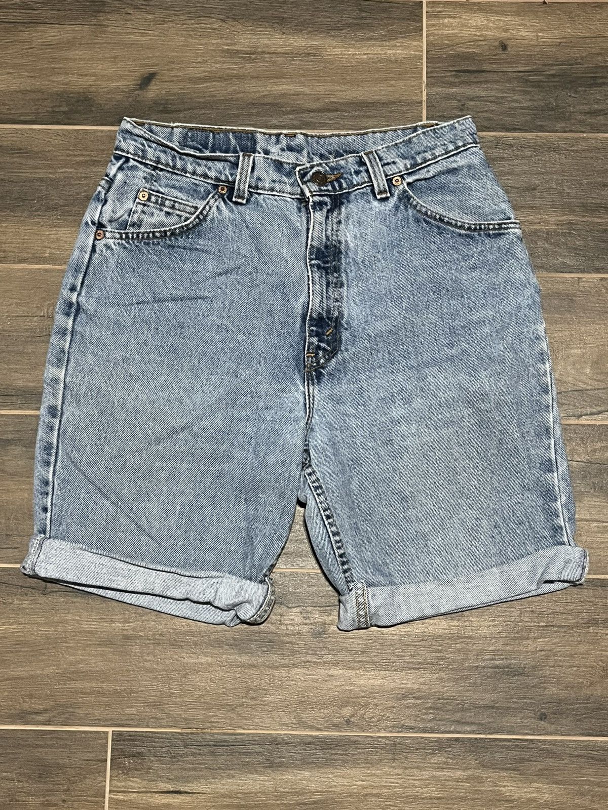 Levi's × Vintage Crazy Vintage 90s Orange Tab Levi 550 Jean Shorts Light Wash Size US 36 / EU 52 - 1 Thumbnail