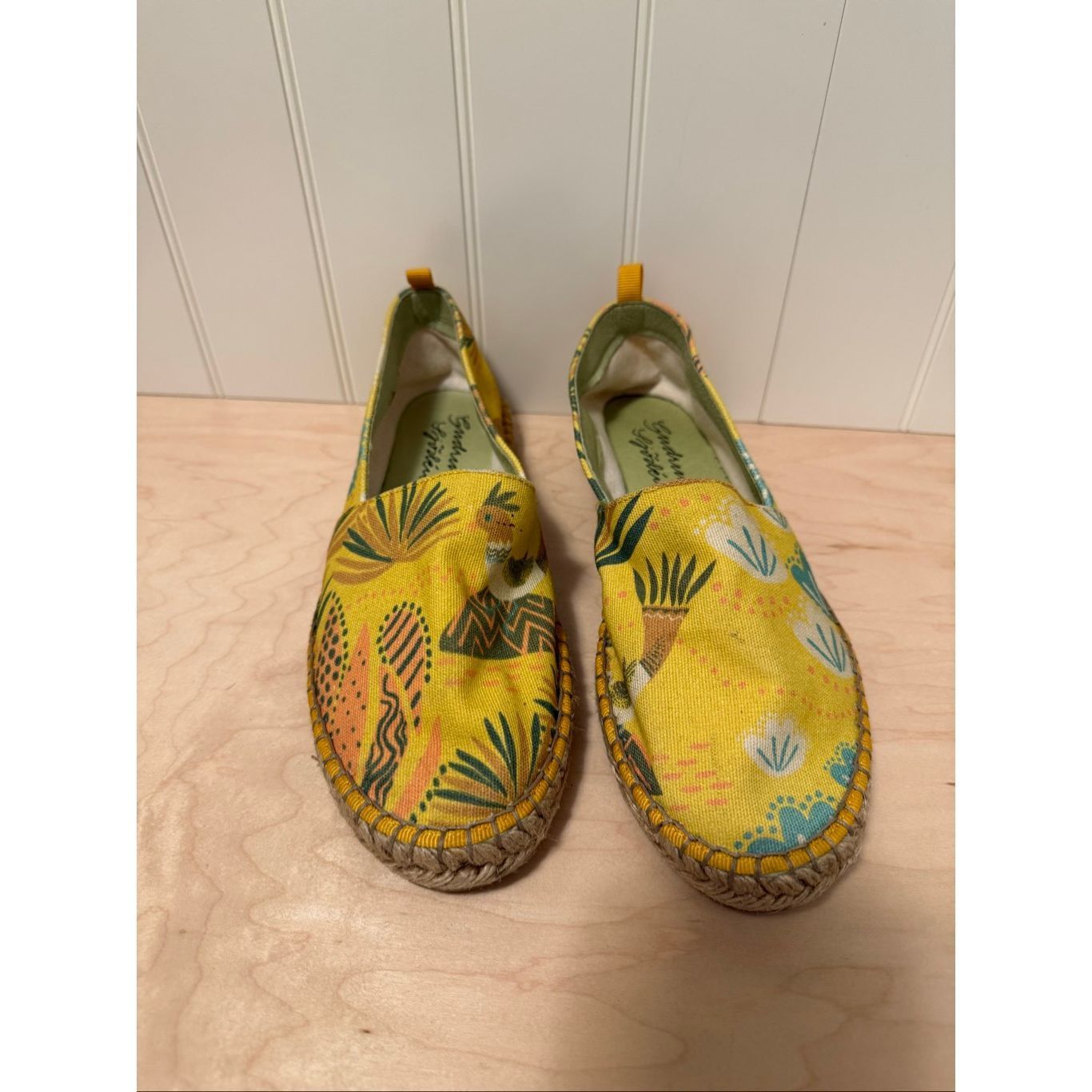 Guru Gudrun Sjoden Yellow Floral Canvas Flats Women Slip-On Espad Size US 7 / IT 37 - 1 Thumbnail