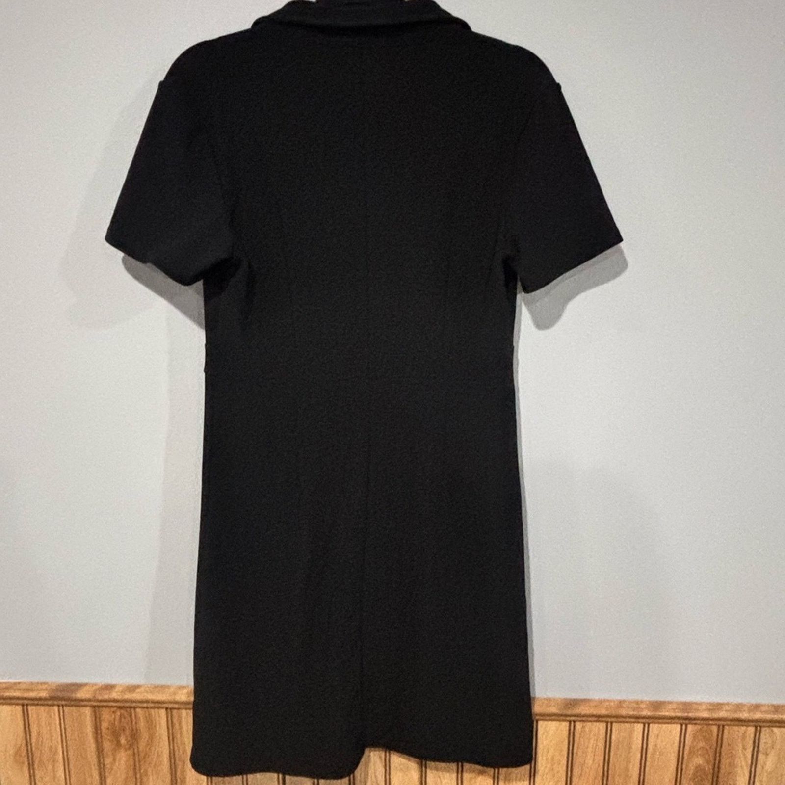 Other Elegant Maze Collection Black Button-Down Mini Dress- Size L Size L / US 10 / IT 46 - 4 Thumbnail