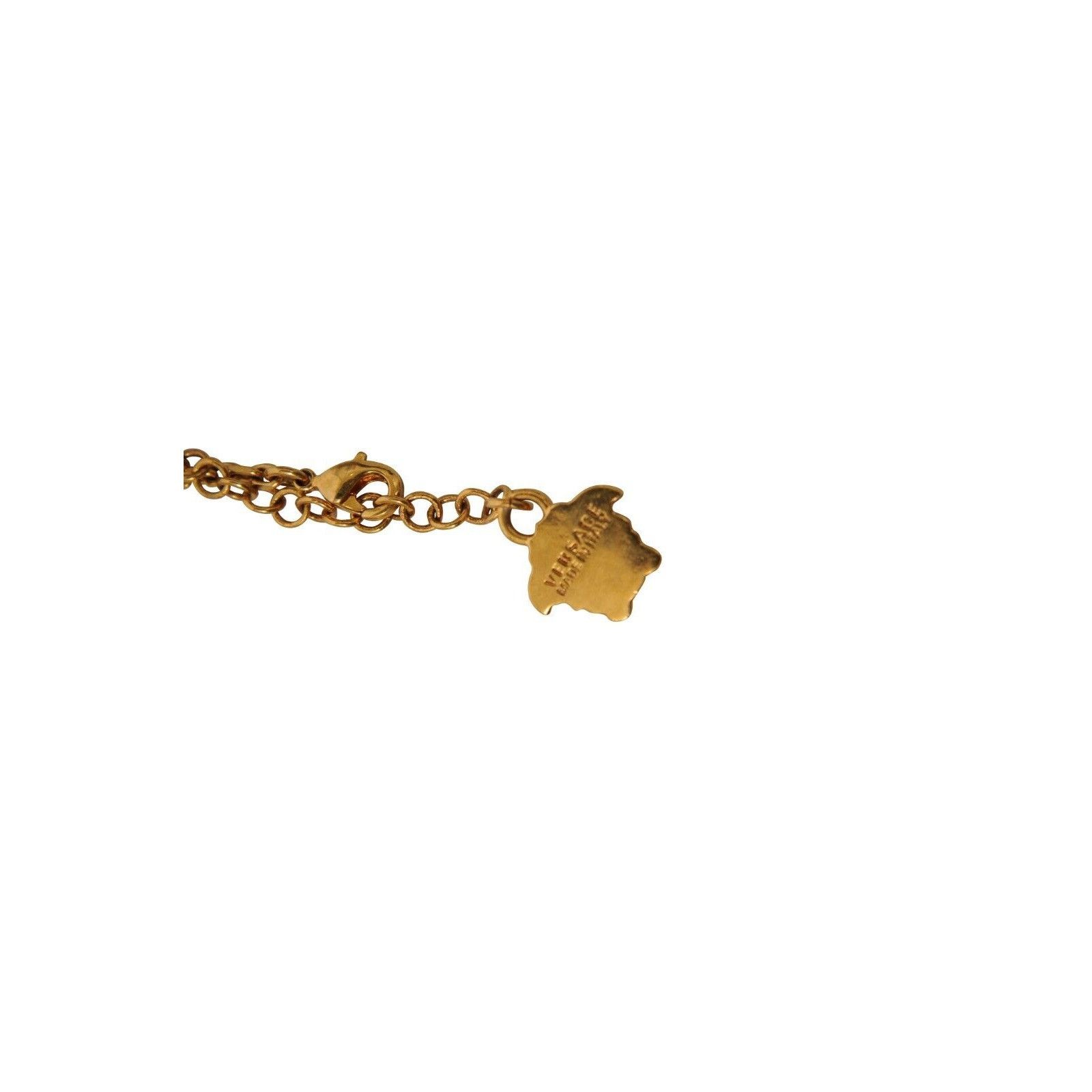 Versace Medusa Head Logo Pendant Necklace Gold Crystals Rope Size ONE SIZE - 12 Thumbnail