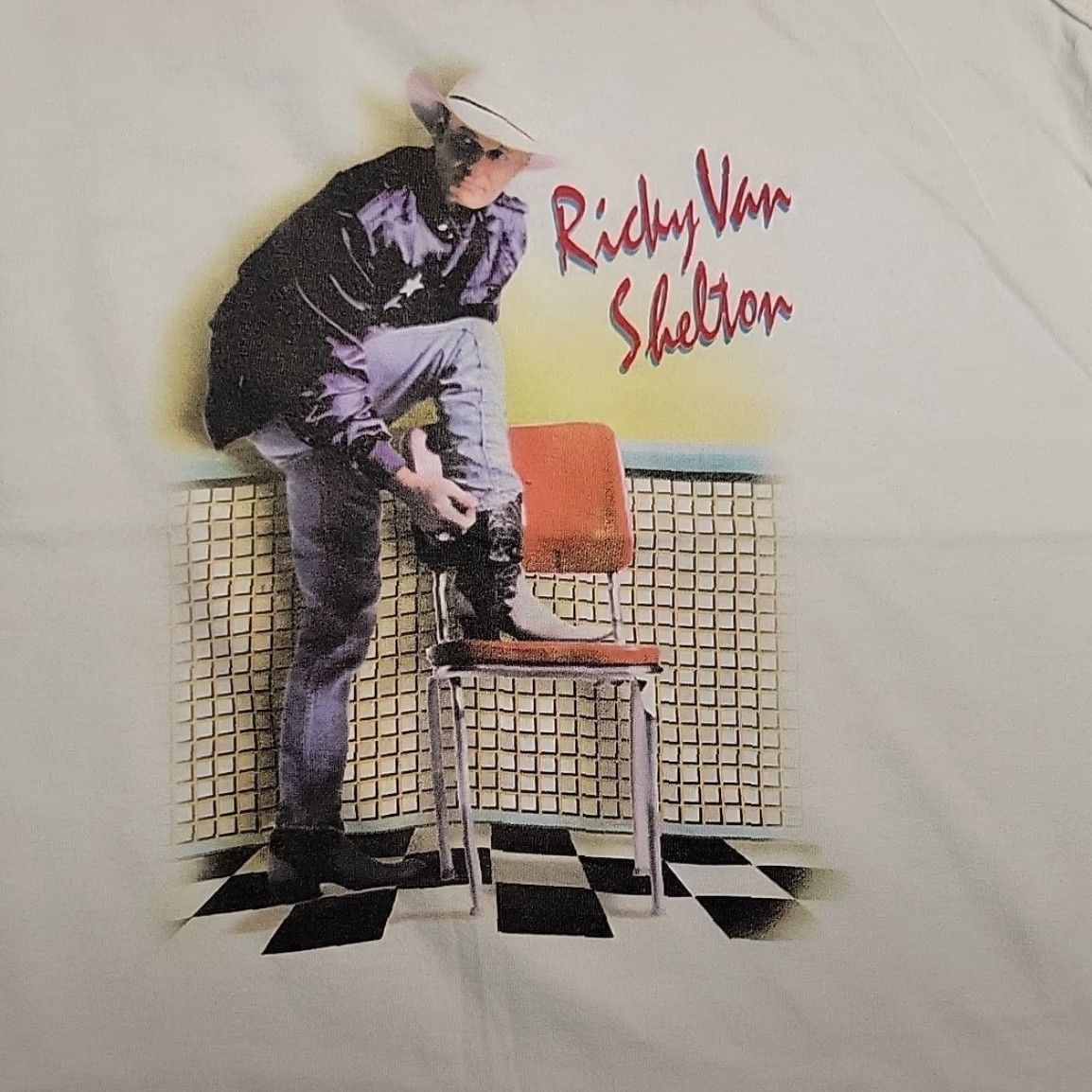 Vintage Ricky Van Shelton Shirt Women L 90s Country Music Single Stitch Made in USA Tank Women L White Cotton Sleeveless Tank Vintage Shirt Mens Girls? Size L / US 10 / IT 46 - 2 Thumbnail