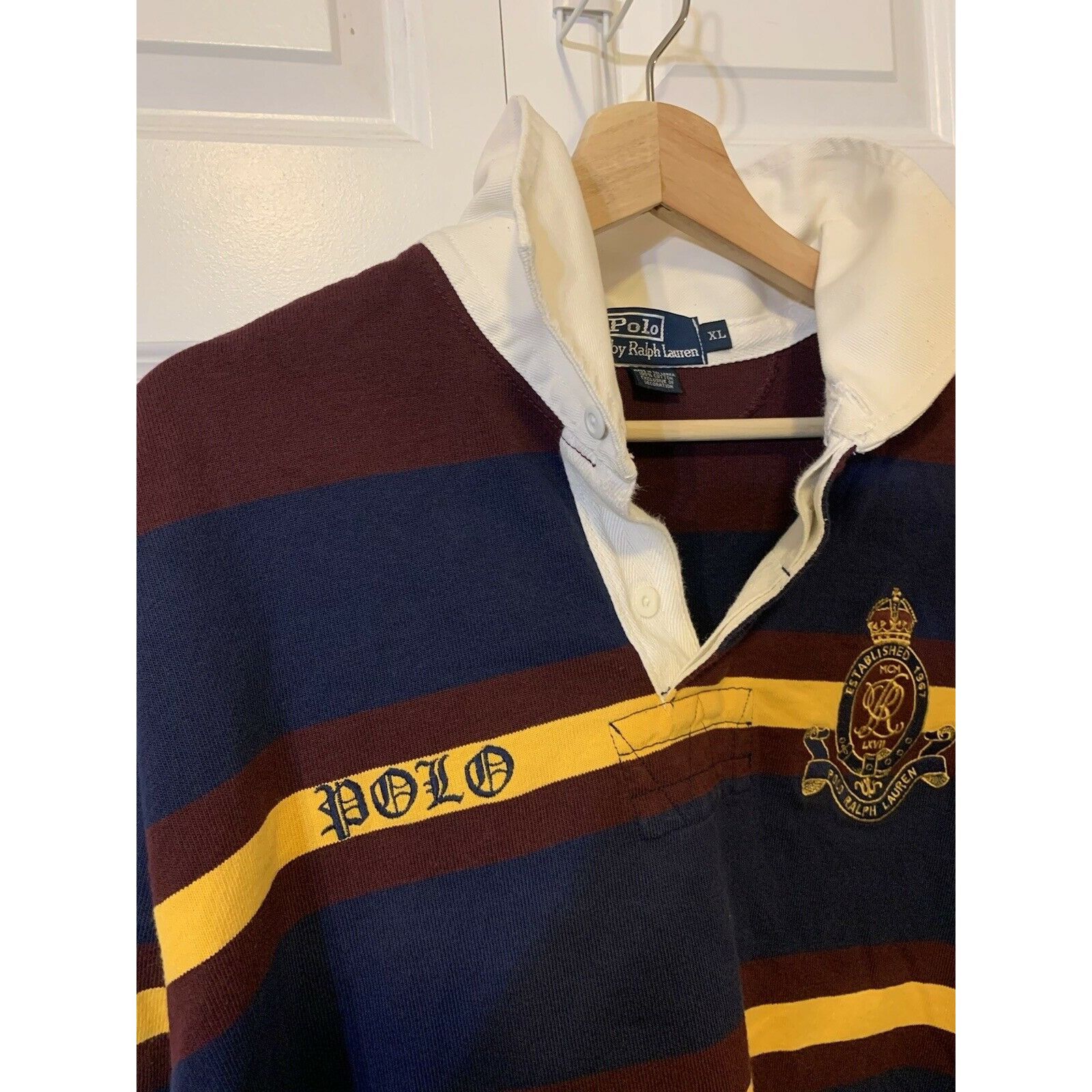 image of VTG Polo Ralph Laurent Men’S Size XL Striped Polo Rugby Shirt H, Men's