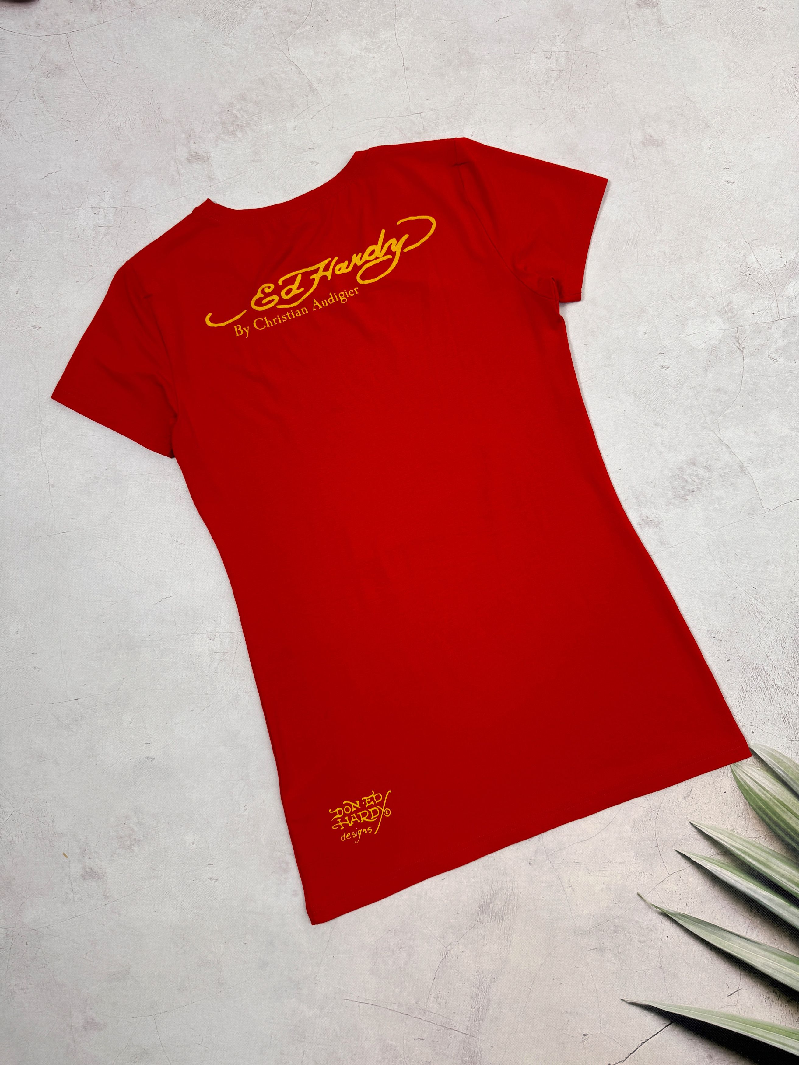 Christian Audigier × Ed Hardy Ed Hardy Mini Dress Tunica Golden Rose of Love Size M / US 6-8 / IT 42-44 - 21 Thumbnail