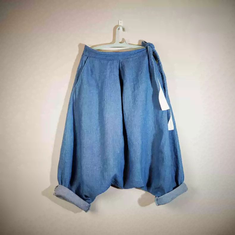 image of Kapital Wide-Leg Pants in Blue, Men's (Size 30)