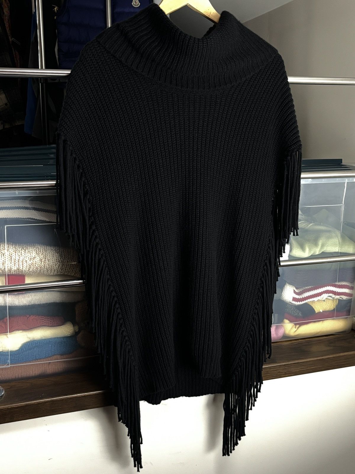 Ralph Lauren Black Label Ralph Lauren Black Label Knitted Fringed Poncho Sweater Rare Size L / US 10 / IT 46 - 2 Thumbnail