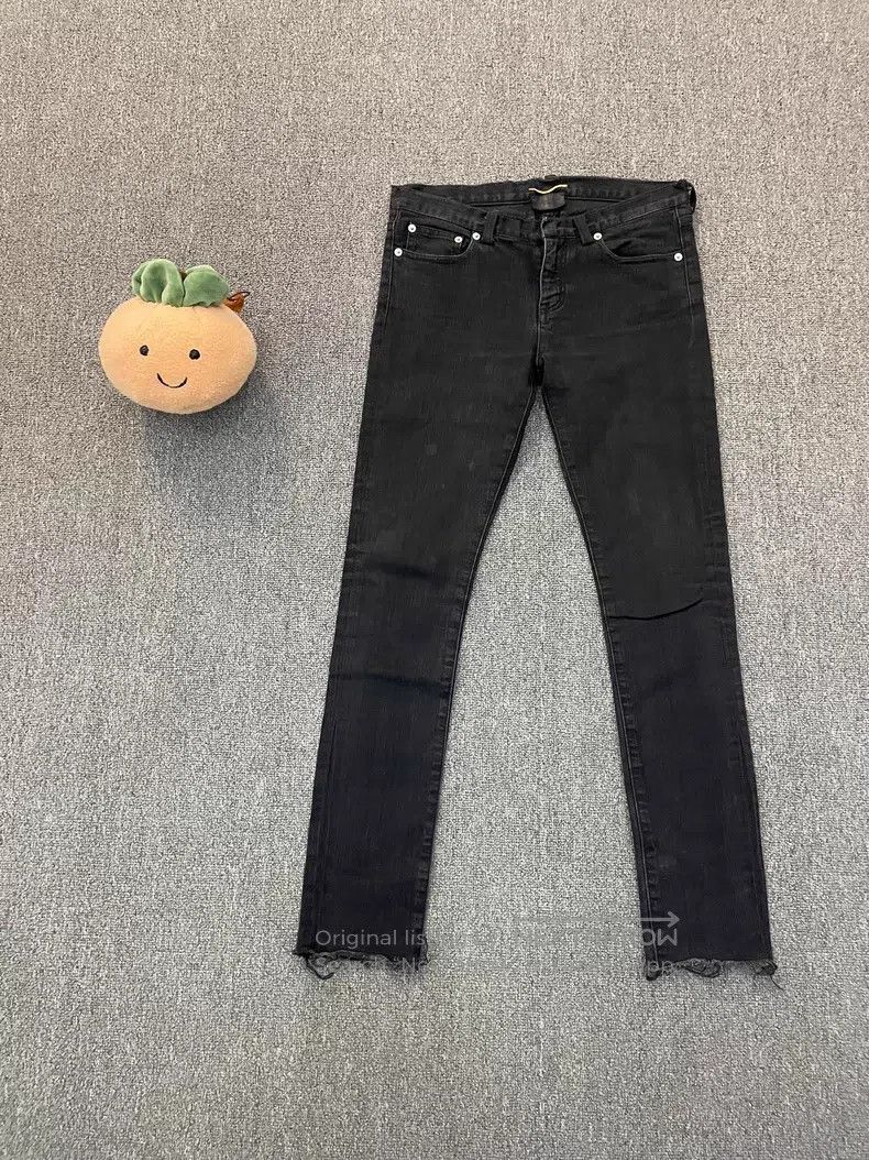 Saint Laurent Paris Black Frayed Denim Jeans