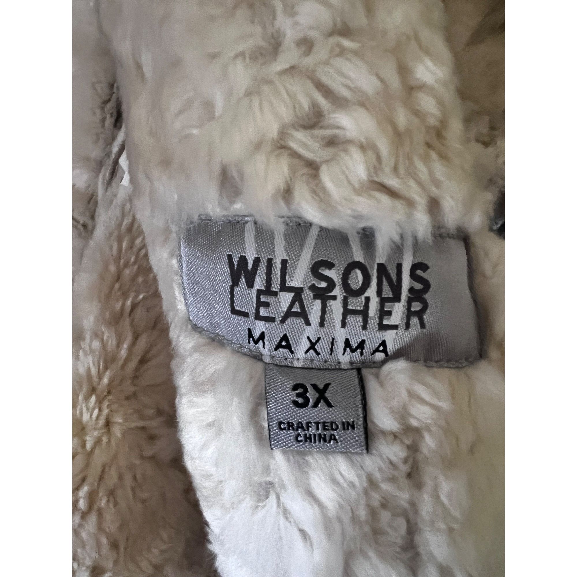 Wilsons Leather Wilsons Womens Vintage Beige Leather Suede Faux Fur Maxima B Size 3XL / US 20-22 - 9 Thumbnail