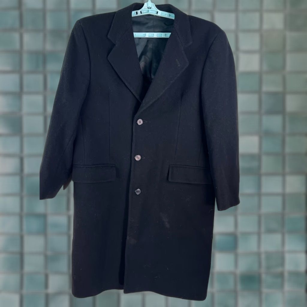 Vintage Vintage No Mens 100% Wool Overcoat Jacket Long Fall Winter Black Single Breasted 3 Button Chest Size 42 Mens Size US XS / EU 42 / 0 - 1 Thumbnail