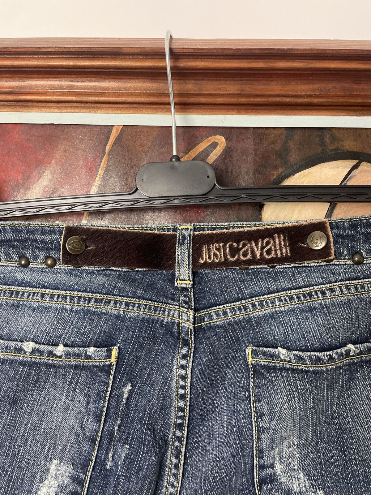 Roberto Cavalli 🔵flared fit denim jeans just cavalli vintage y2k avant garde Size 29" - 3 Thumbnail