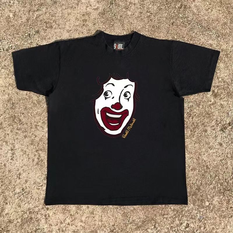 Designer × Japanese Brand Black retro casual cotton tee with clown pattern Size US L / EU 52-54 / 3 - 1 Thumbnail