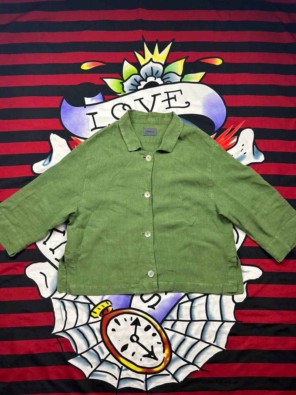 OSKA OSKA heavy linen blouse shirt in green Size M / US 6-8 / IT 42-44 - 1 Thumbnail