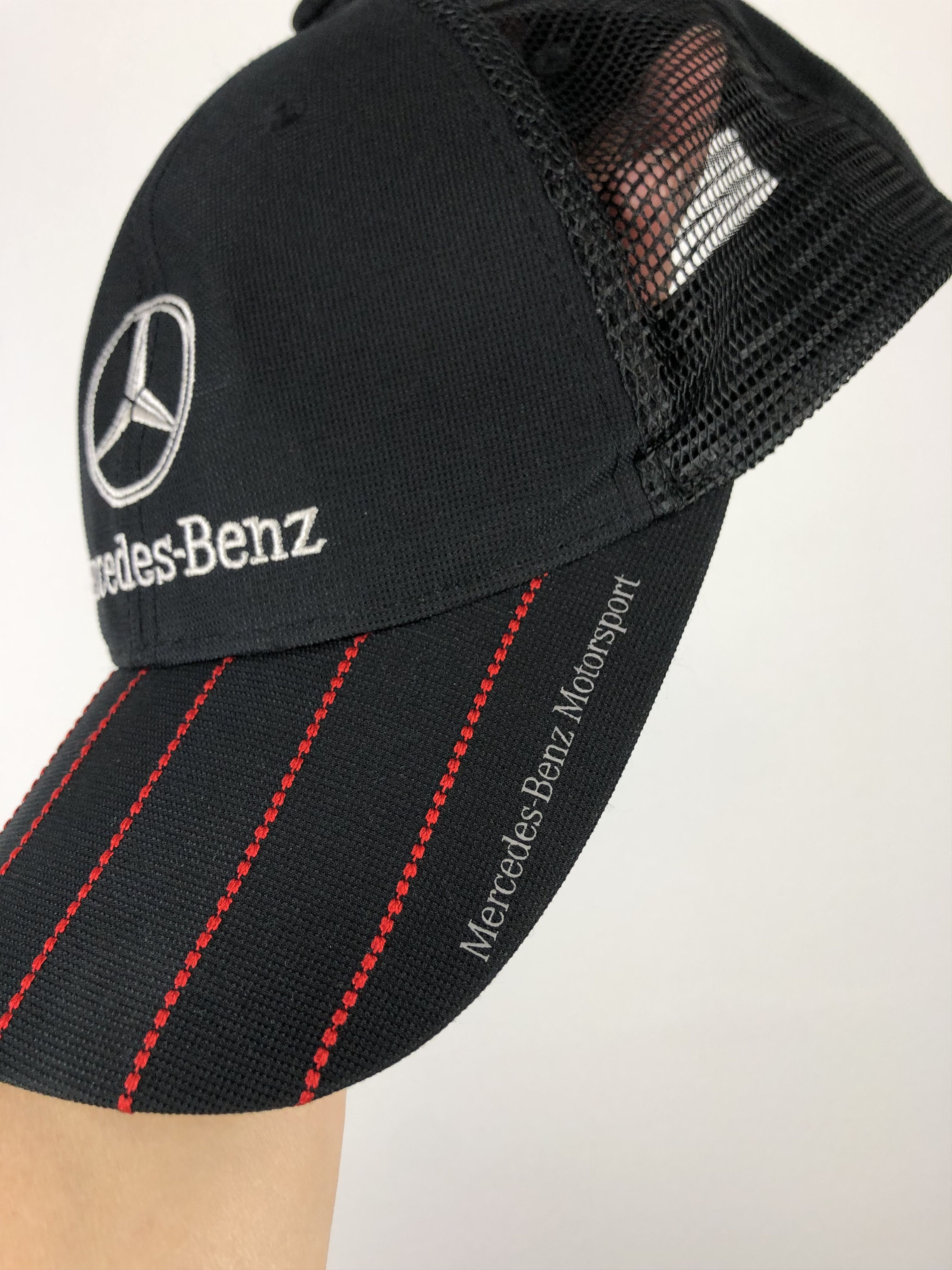 Vintage Mercedes Benz Racing Black Cap Hat Snapback Adult