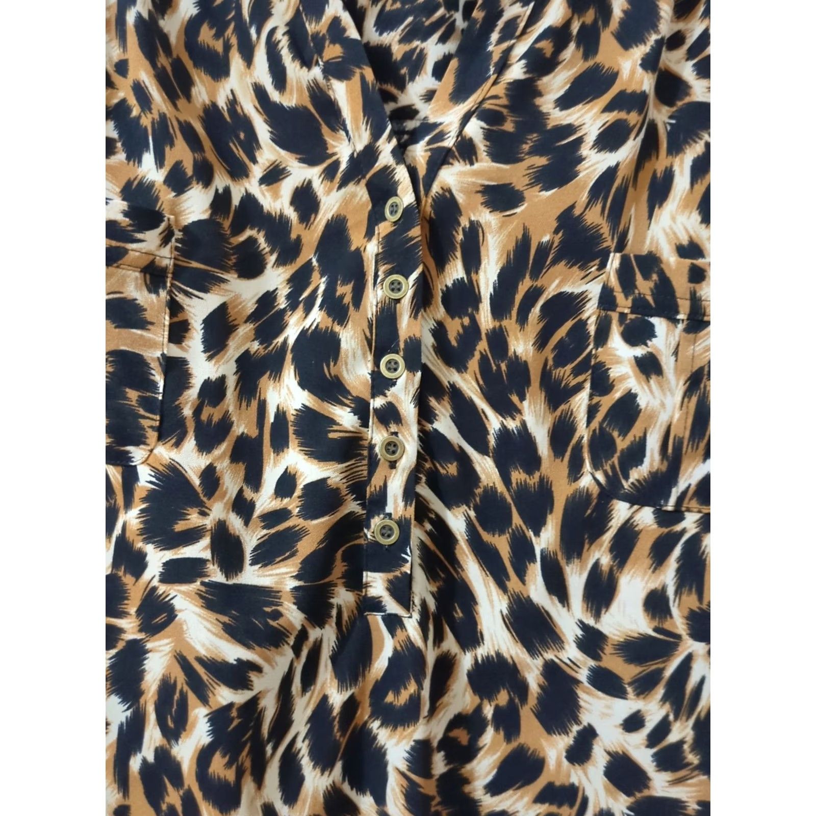 Croft & Barrow Croft & Barrow Womens 3XL Brown Leopard Animal Print Long Sleeve Blouse Size XXL / US 16-18 / IT 52-54 - 2 Thumbnail