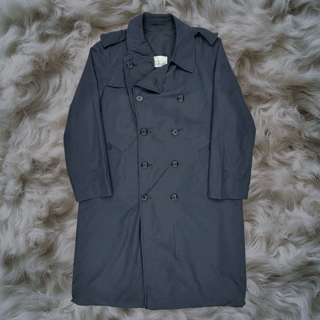 Aquascutum Trench Coat 1XL Blue Cotton Double Breasted Mens, Men's