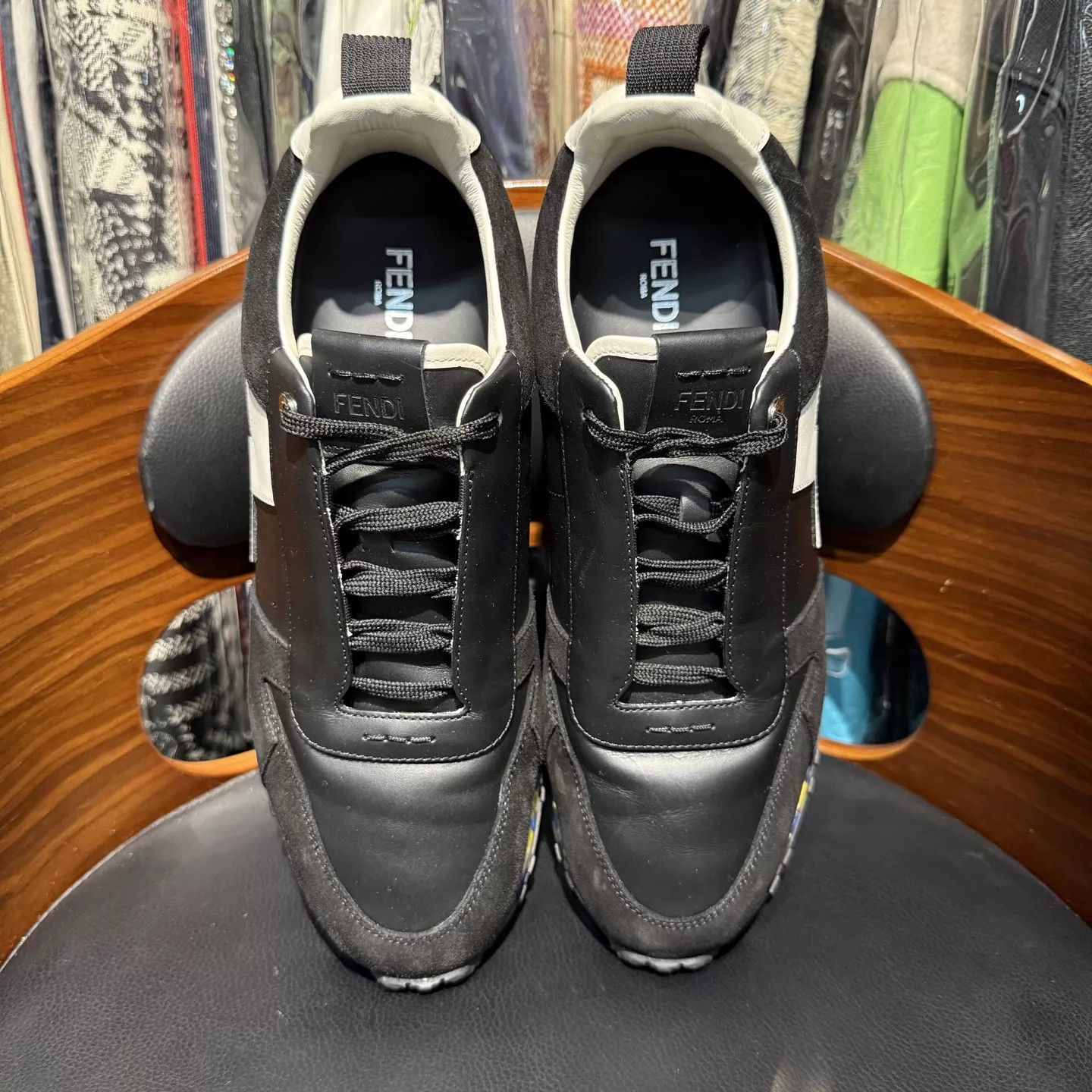 Fendi Fendi FF Logo Leather Panelled Sneakers Black 99 New 7/41 Size US 8 / EU 41 - 5 Thumbnail