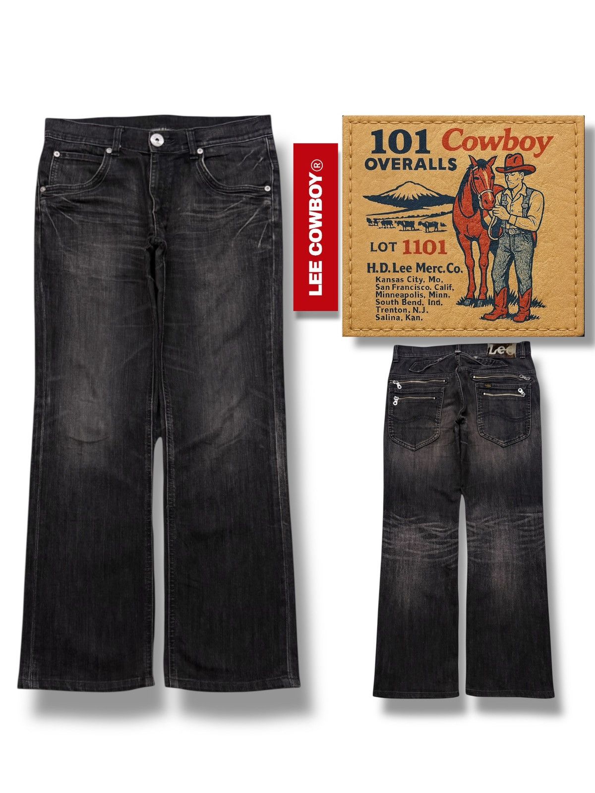 Lee Vintage Y2K Lee Cowboy Buckle Back | Japan biker Denim | W34 Size US 34 / EU 50 - 1 Thumbnail