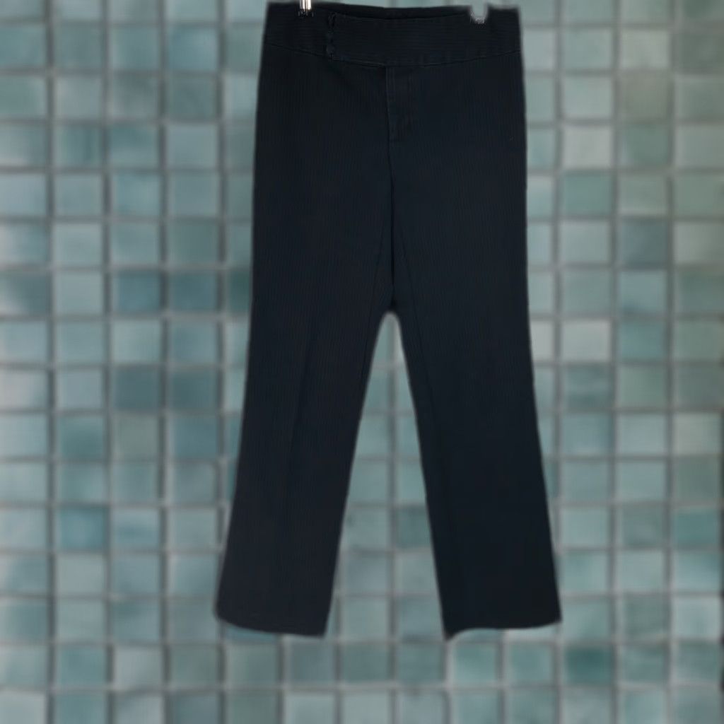 Banana Republic VINTAGE Banana Republic Womens Striped Stretch Black Career Trouser Pants Size 6 Size 30" / US 8 / IT 44 - 1 Thumbnail