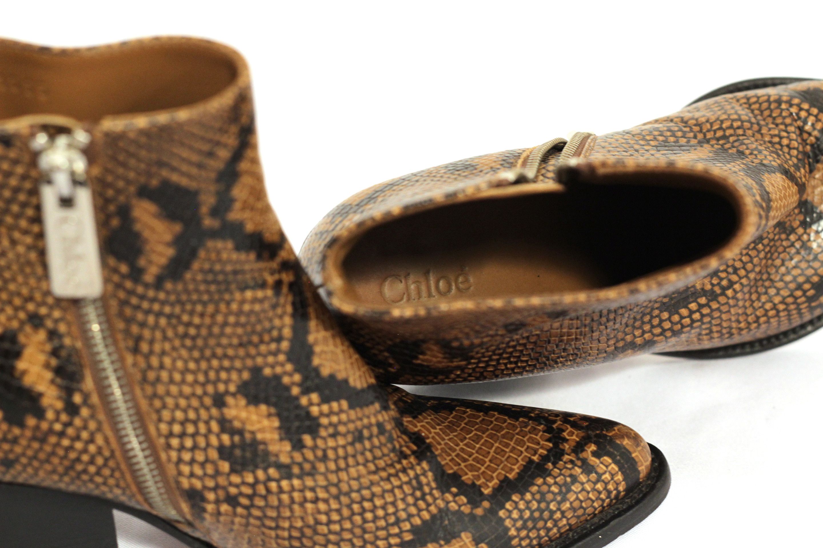 Chloe Chloé Rylee leather cowboy boots brownblack snakeskin EU39.5 Size US 8.5 / IT 38.5 - 13 Thumbnail