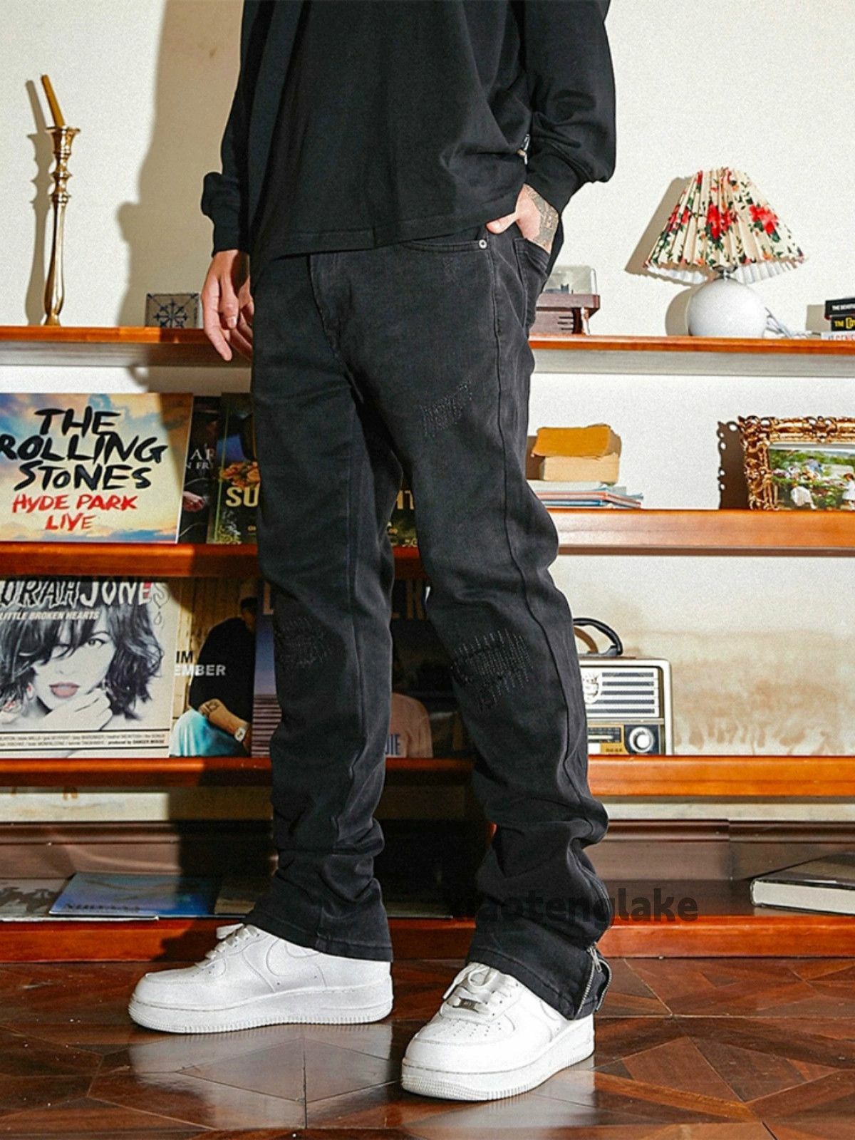 Jean × Vintage washed faded cleanfit zipper skate hiphop flared jeans Size US 34 / EU 50 - 4 Thumbnail
