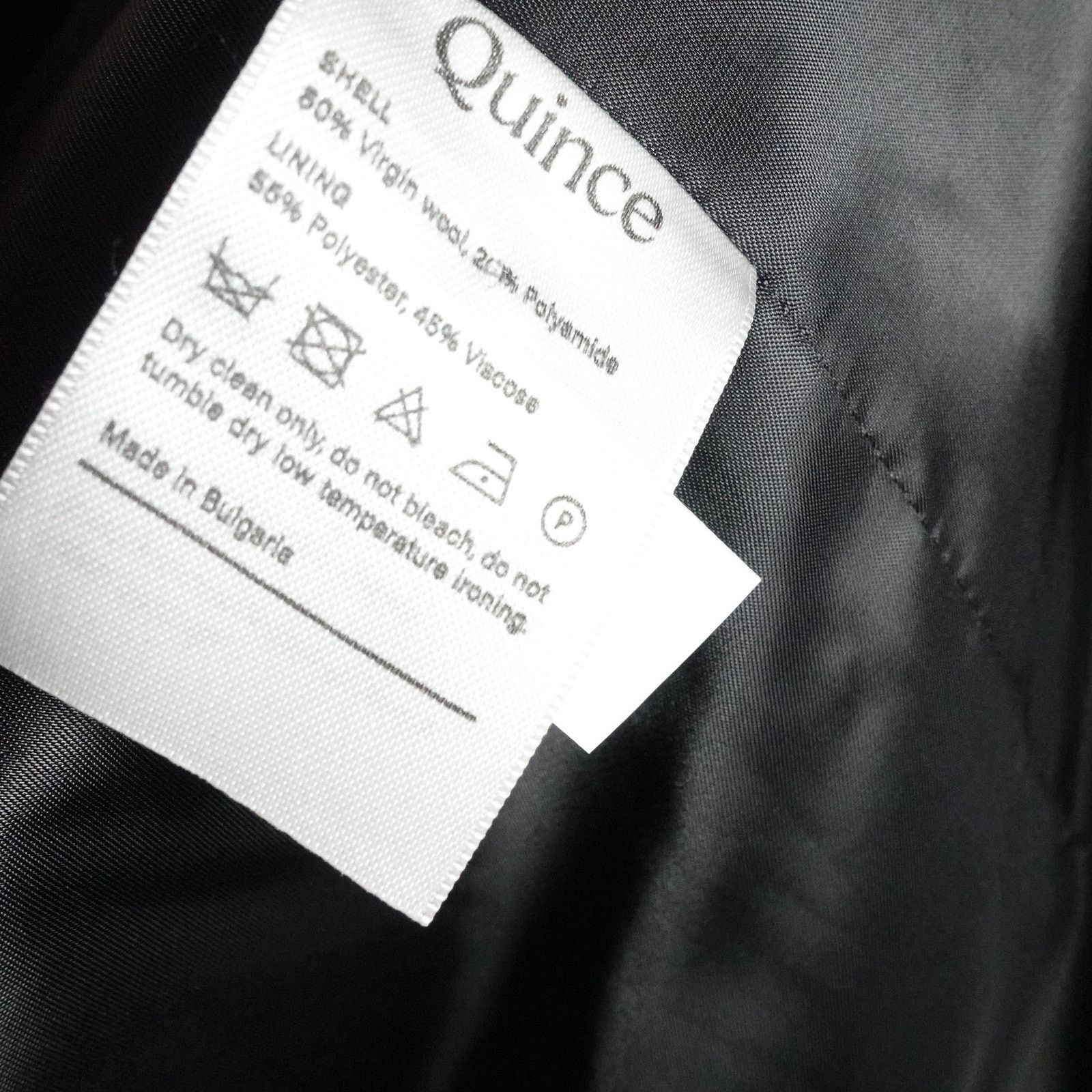 Quince Quince Large Black ItalianSingle Breasted Wool Coat Size L / US 10 / IT 46 - 8 Thumbnail