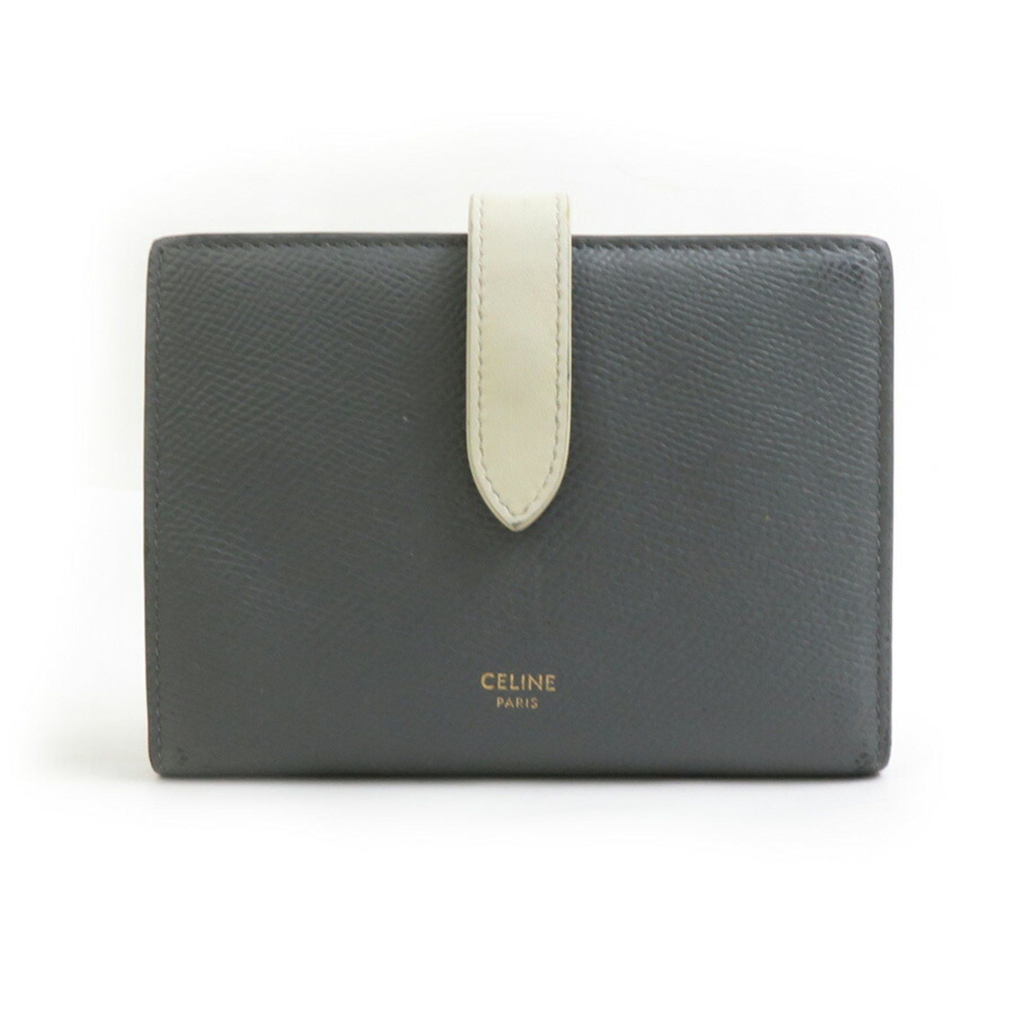 Celine CELINE Bi-fold Wallet Medium Strap Leather Gray x Ivory Women's h31246a Size ONE SIZE - 1 Thumbnail