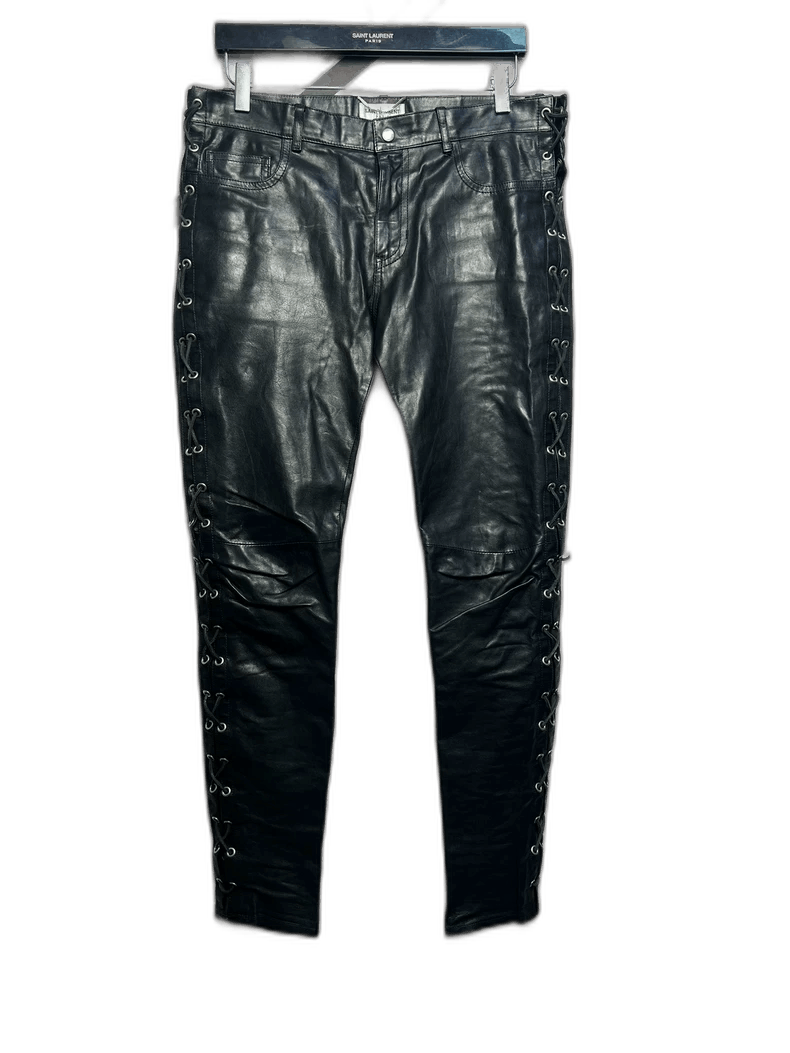 Saint Laurent Paris Saint Laurent Black Leather Motorcycle Pants Size US 44 / EU 60 - 1 Thumbnail