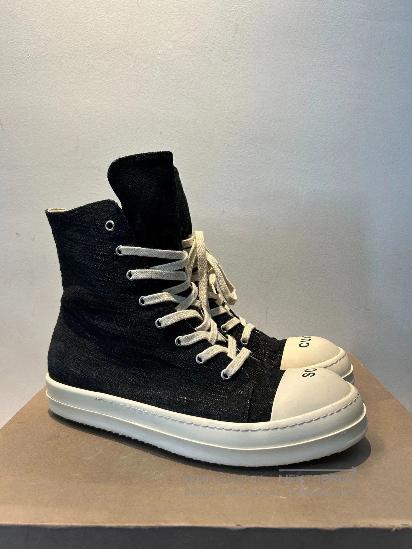 Rick Owens rick owens high-top canvas sneakers in black. Size US 10.5 / EU 43-44 - 3 Thumbnail