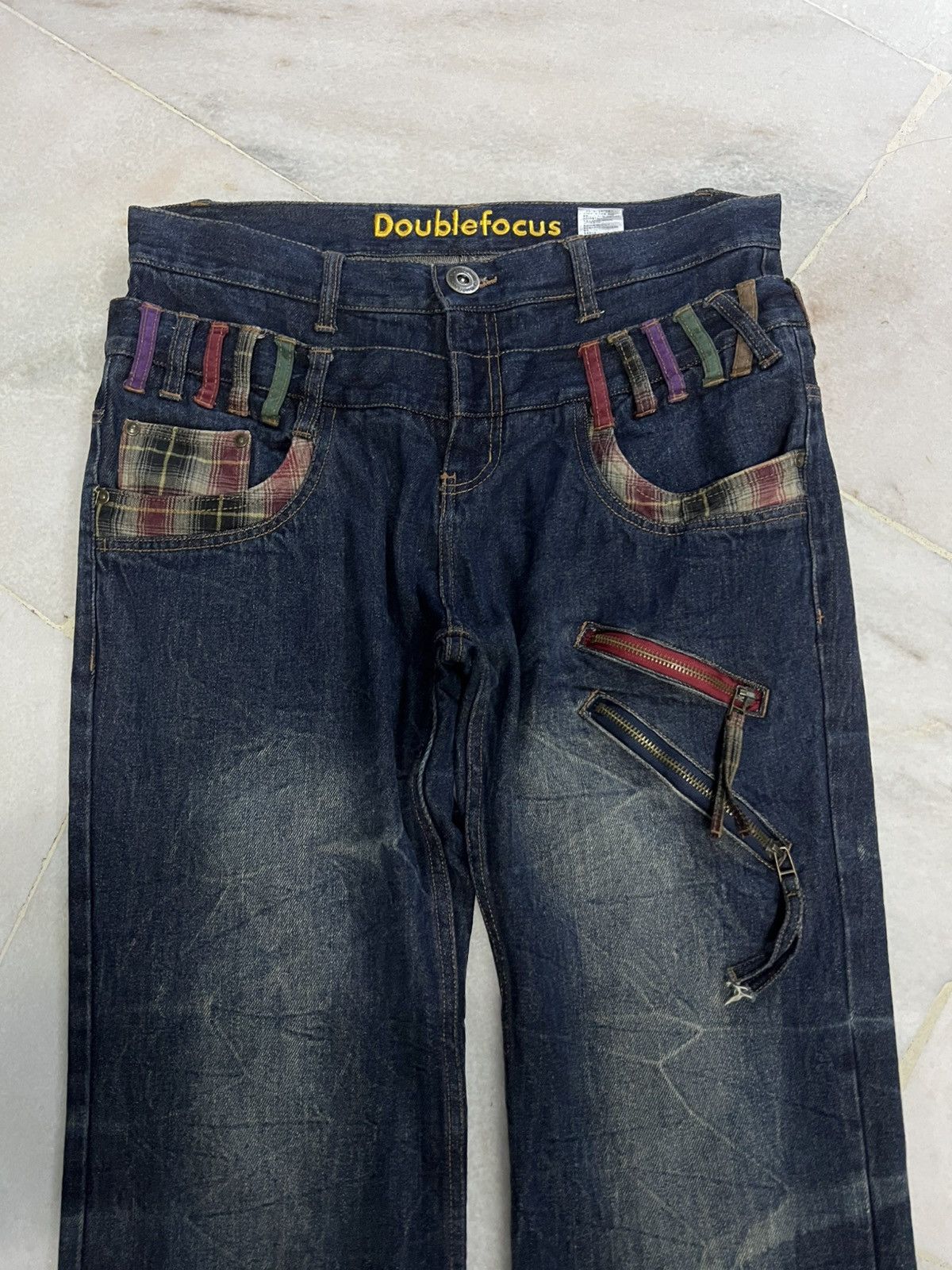 Japanese Brand 💥Double Waist💥Vintage 90’s Style Double Focus Mud Wash Jean Size US 33 - 3 Thumbnail
