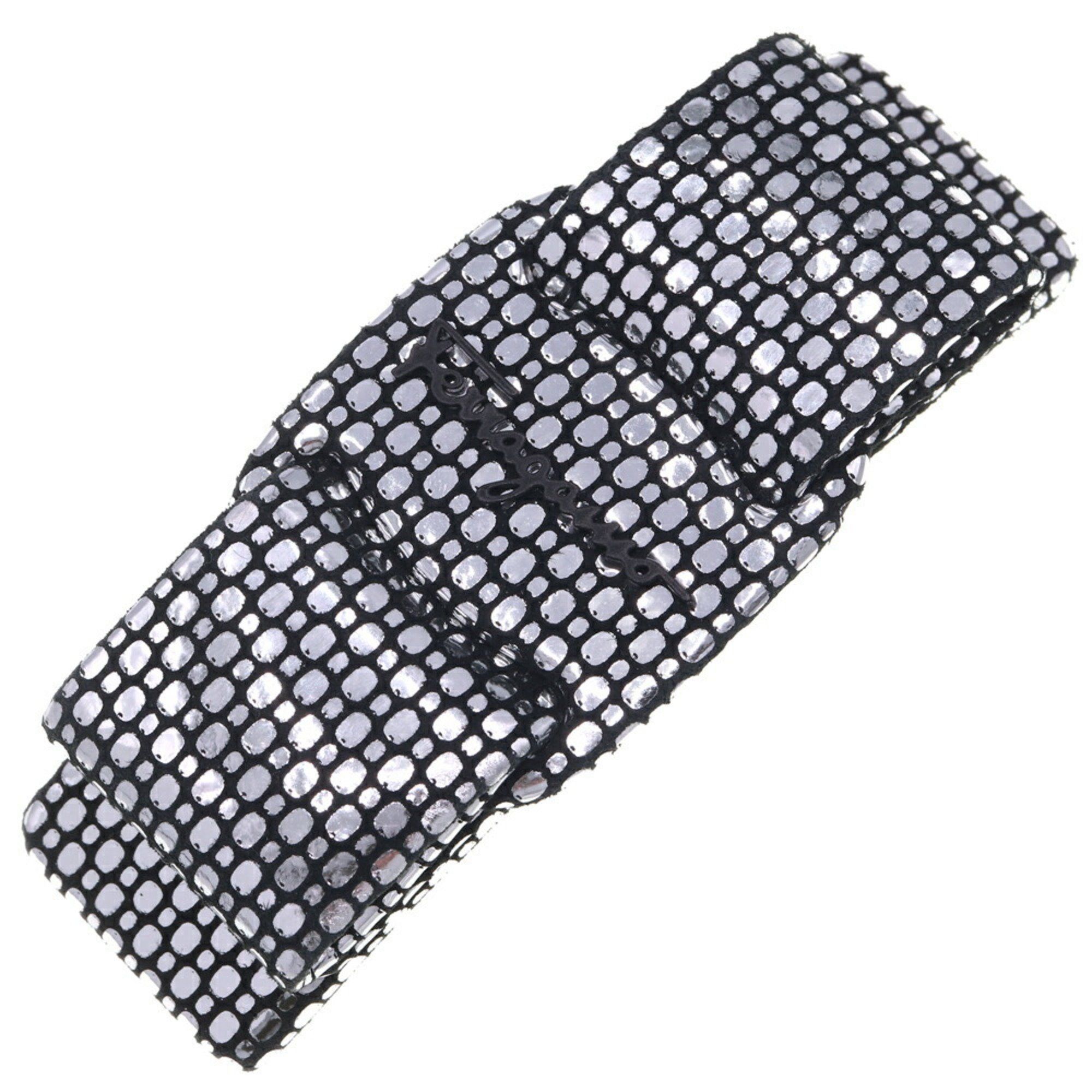 image of Salvatore Ferragamo Ferragamo Valletta Vara Silver Black Women's Hair Clip Sari Ribbon Salvatore