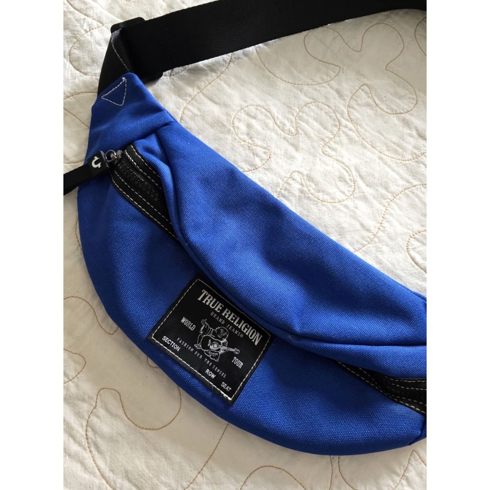 True Religion True Religion Blue Fanny Pack Hip Bag Buddha Unisex Crossbody Pouch Belt Bag & Fanny Pack Small Blue Polyester Zip Adjustable Strap Pockets Men Women Size ONE SIZE - 2 Thumbnail