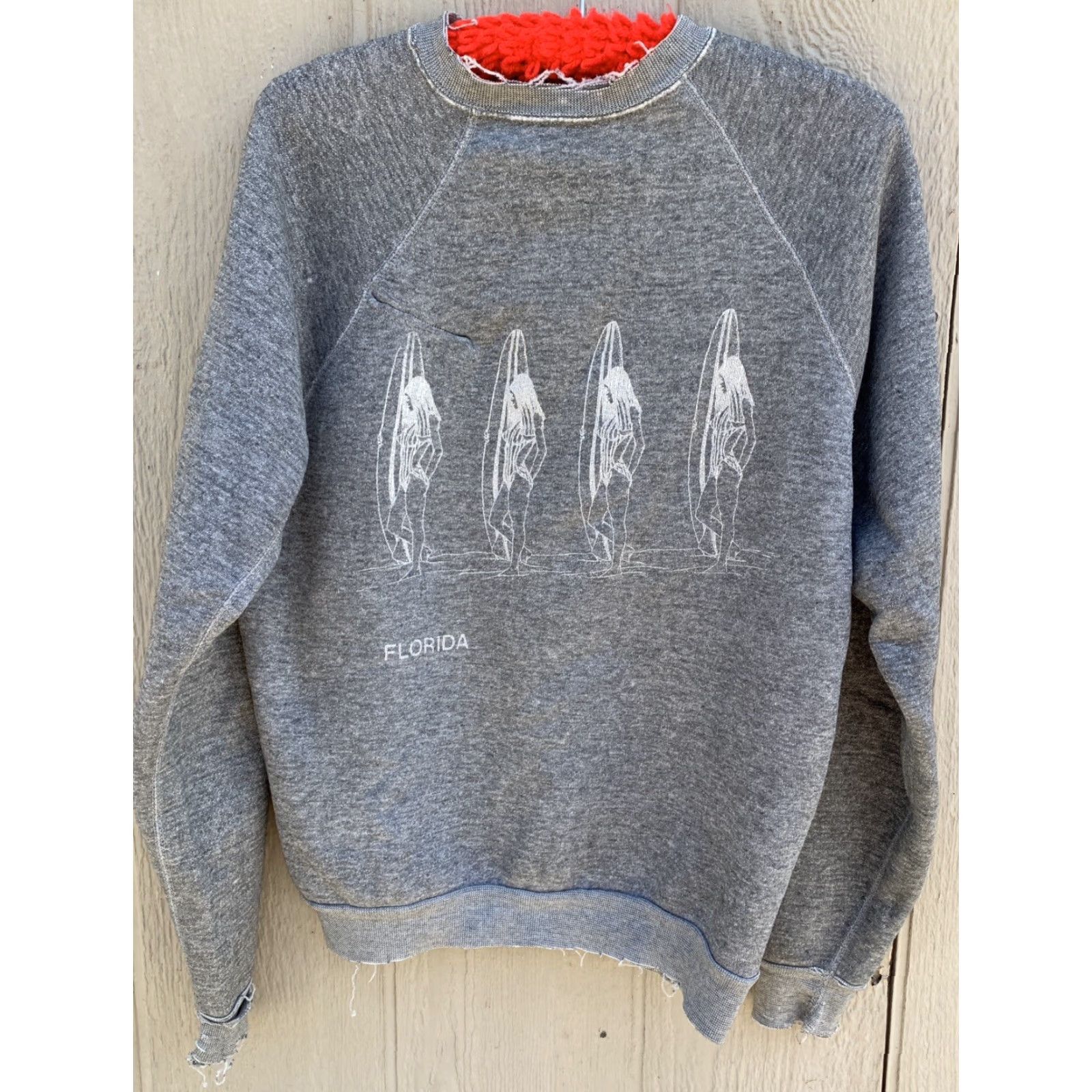 Vintage Vintage Florida Sweatshirt Surfer Girl Surfboard Graphic Raglan Long Sleeve Gray L Mens Shirts Pullover 70s 1970s Surfer Gift Size US L / EU 52-54 / 3 - 3 Thumbnail