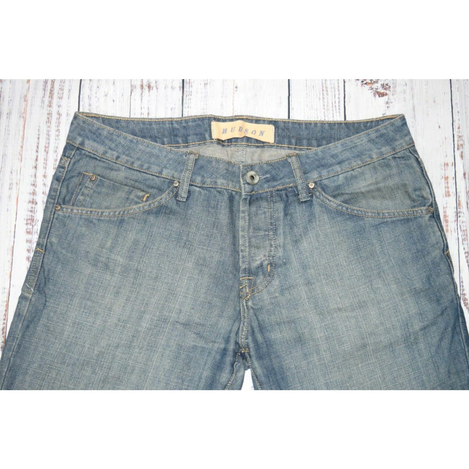 Hudson VINTAGE Hudson Flared Denim Jeans Pocket Flap Stretch 90s USA Mens 32x29 Blue Size US 32 / EU 48 - 4 Thumbnail