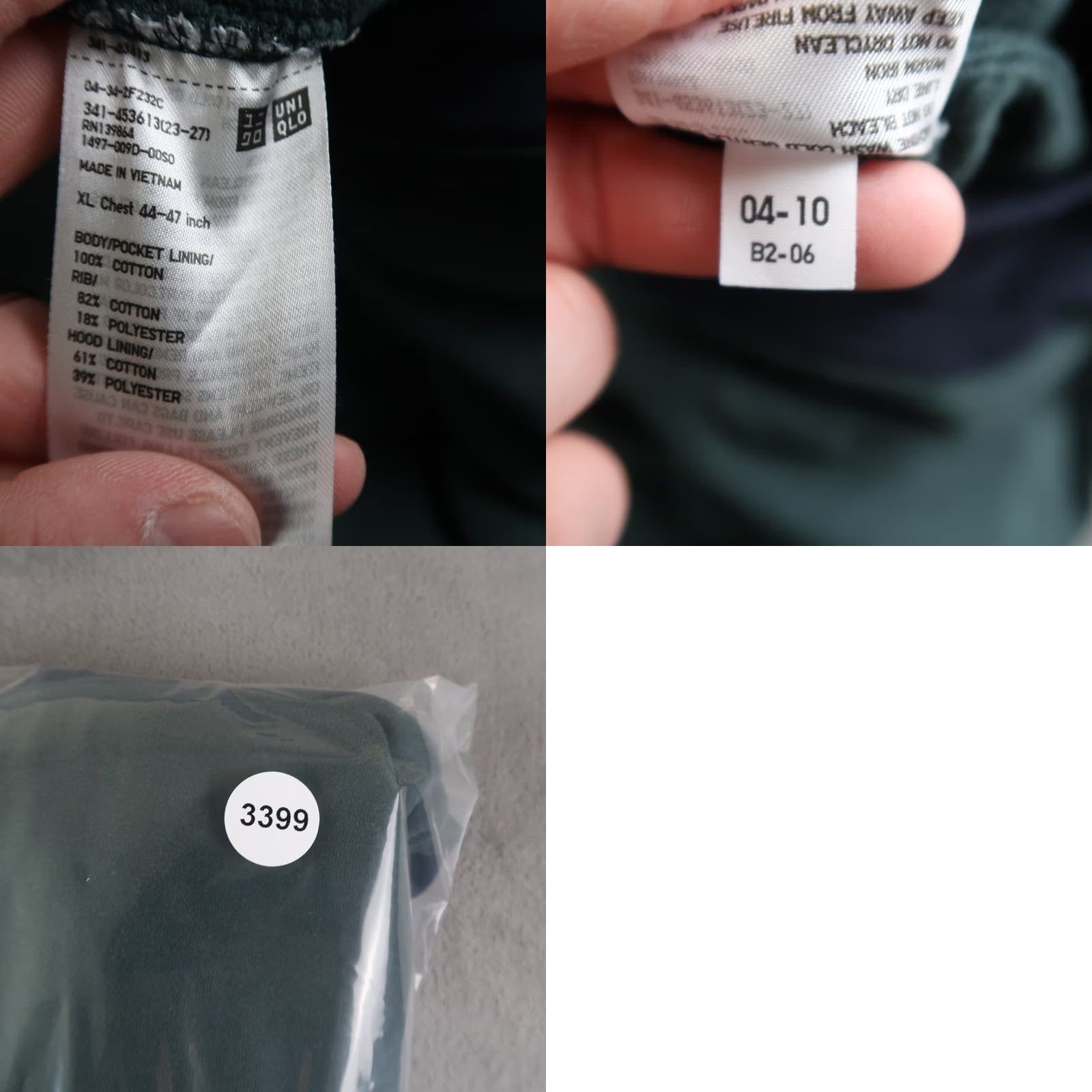 Uniqlo VINTAGE Uniqlo Hoodie Mens XL Blue Green Two Tone Sweatshirt French Terry Cotton Size US XL / EU 56 / 4 - 8 Thumbnail