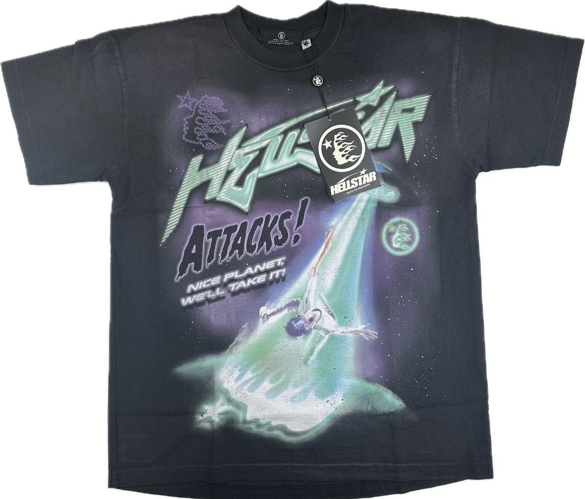 image of Hellstar Attacks T-Shirt in Black, Men's (Size XS)