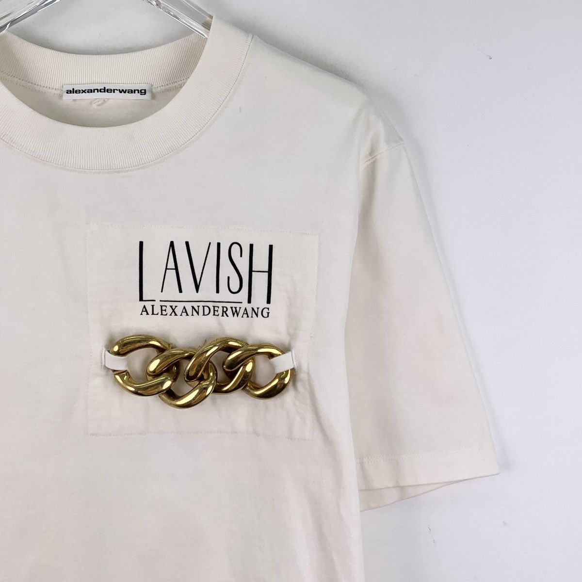 Alexander Wang Alexander Wang Logo Print Chain Short Sleeve T-Shirt K26WX Size S / US 4 / IT 40 - 3 Thumbnail